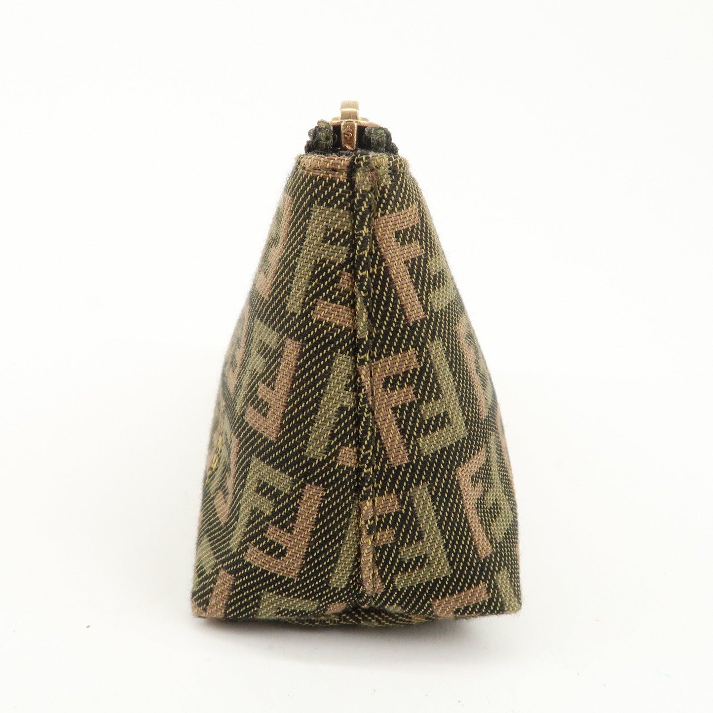 FENDI Zucca Canvas Leather Pouch Mini Bag Khaki Brown 7N0037  d