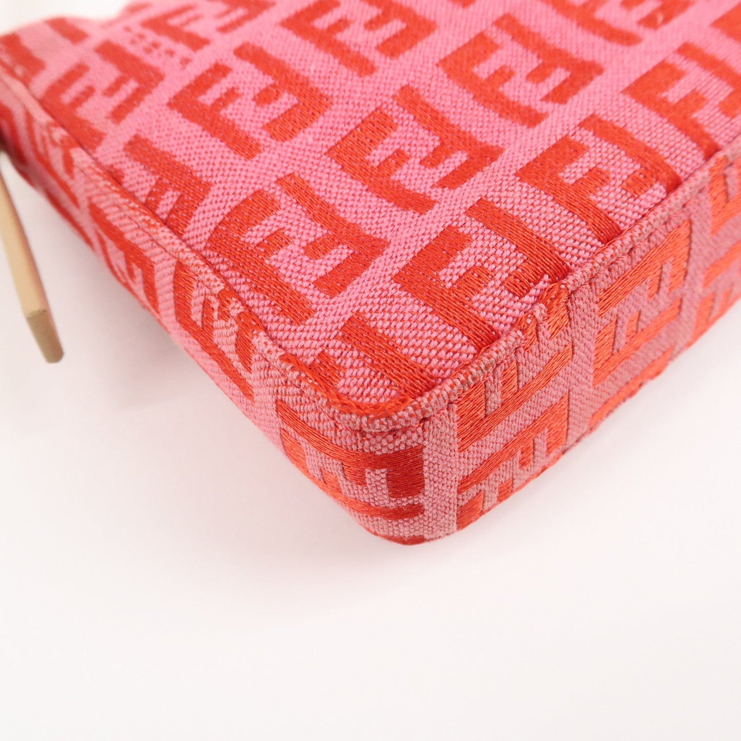 FENDI Mini Mamma Baguette Zucchino Canvas Leather Hand Bag  d
