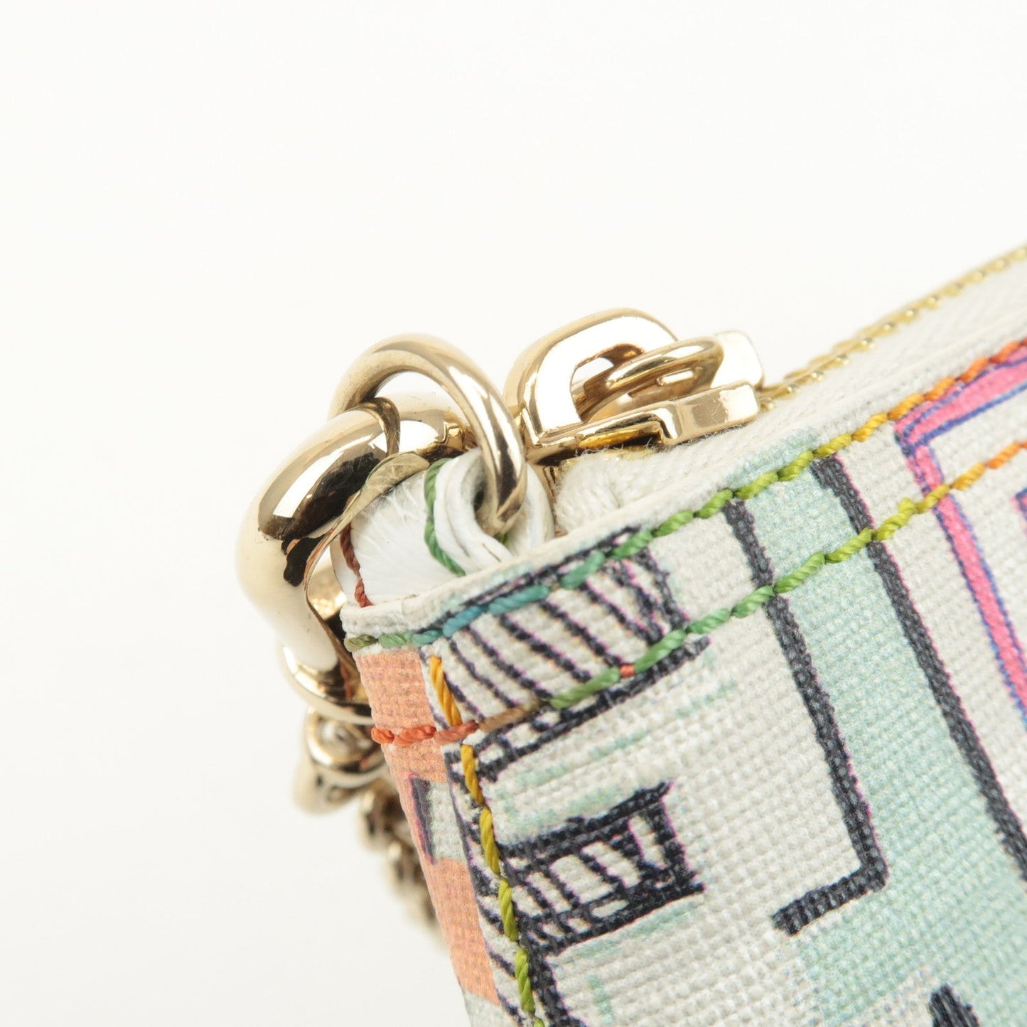 FENDI Zucca Print PVC Chain Accessory Pouch Multicolor 8BR592  d