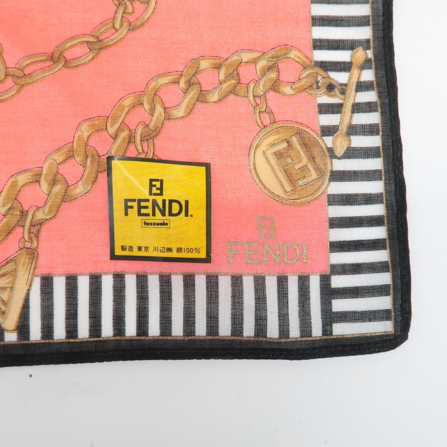 FENDI Set of 5 Cotton 100% Handkerchief Red Pink Brown Beige White  d