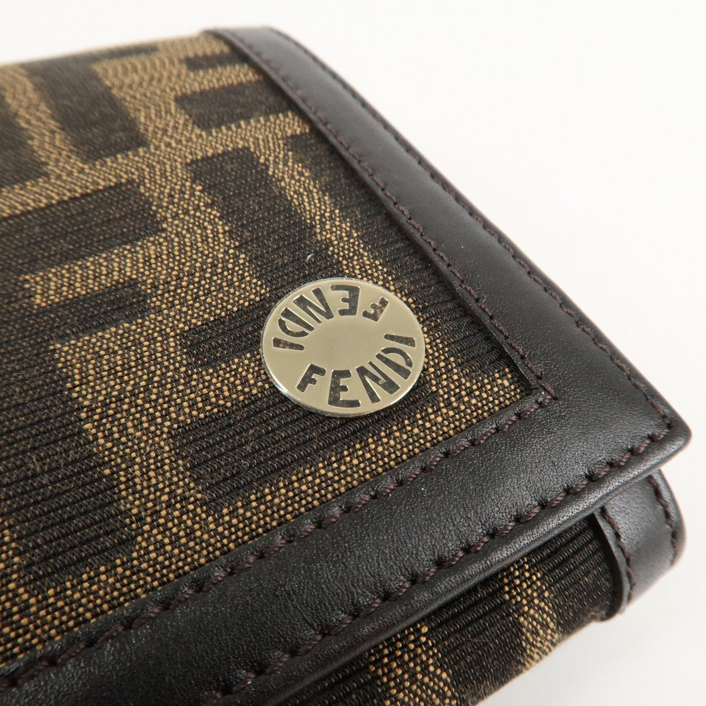 FENDI Zucca Canvas Leather Long Wallet Brown 8M0000  d