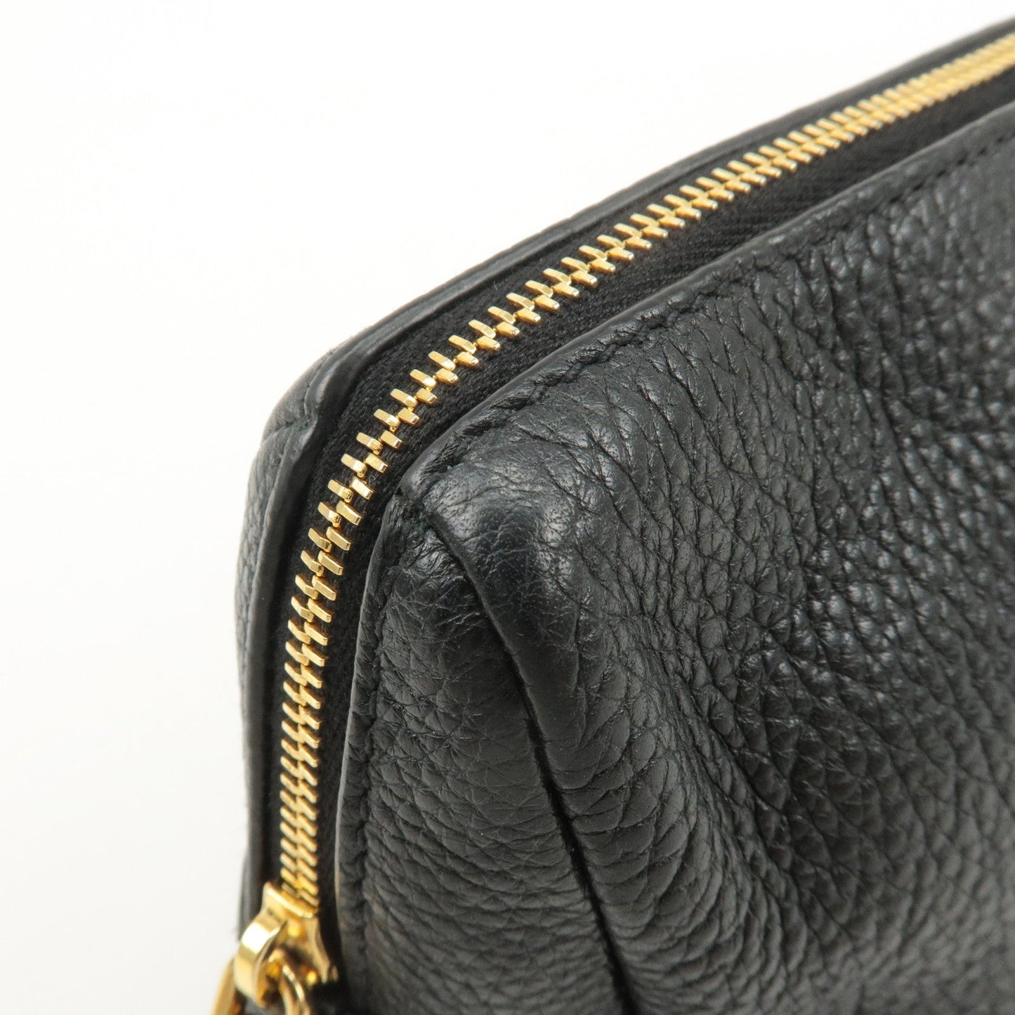 PRADA Logo Leather Pouch Cosmetic Pouch Black  d