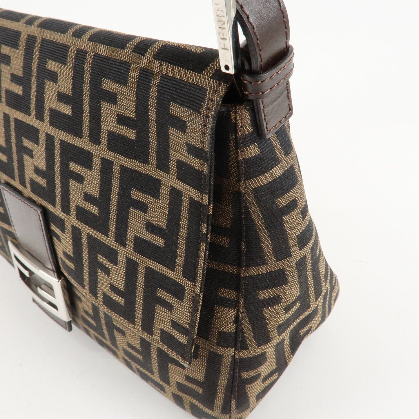 FENDI Mamma Baguette Zucca Canvas Leather Shoulder Bag 26325  d