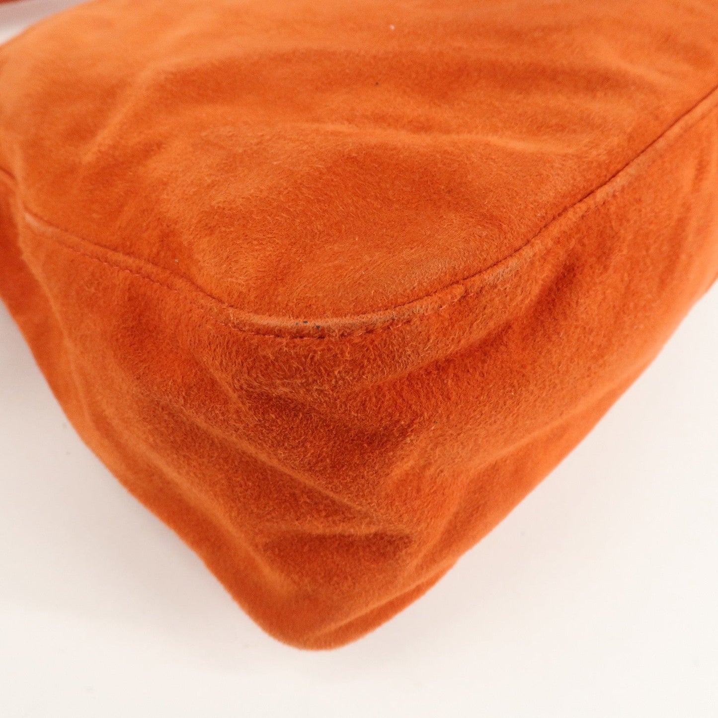 FENDI Mamma Baguette Suede Leather Shoulder Bag Orange 26325  d