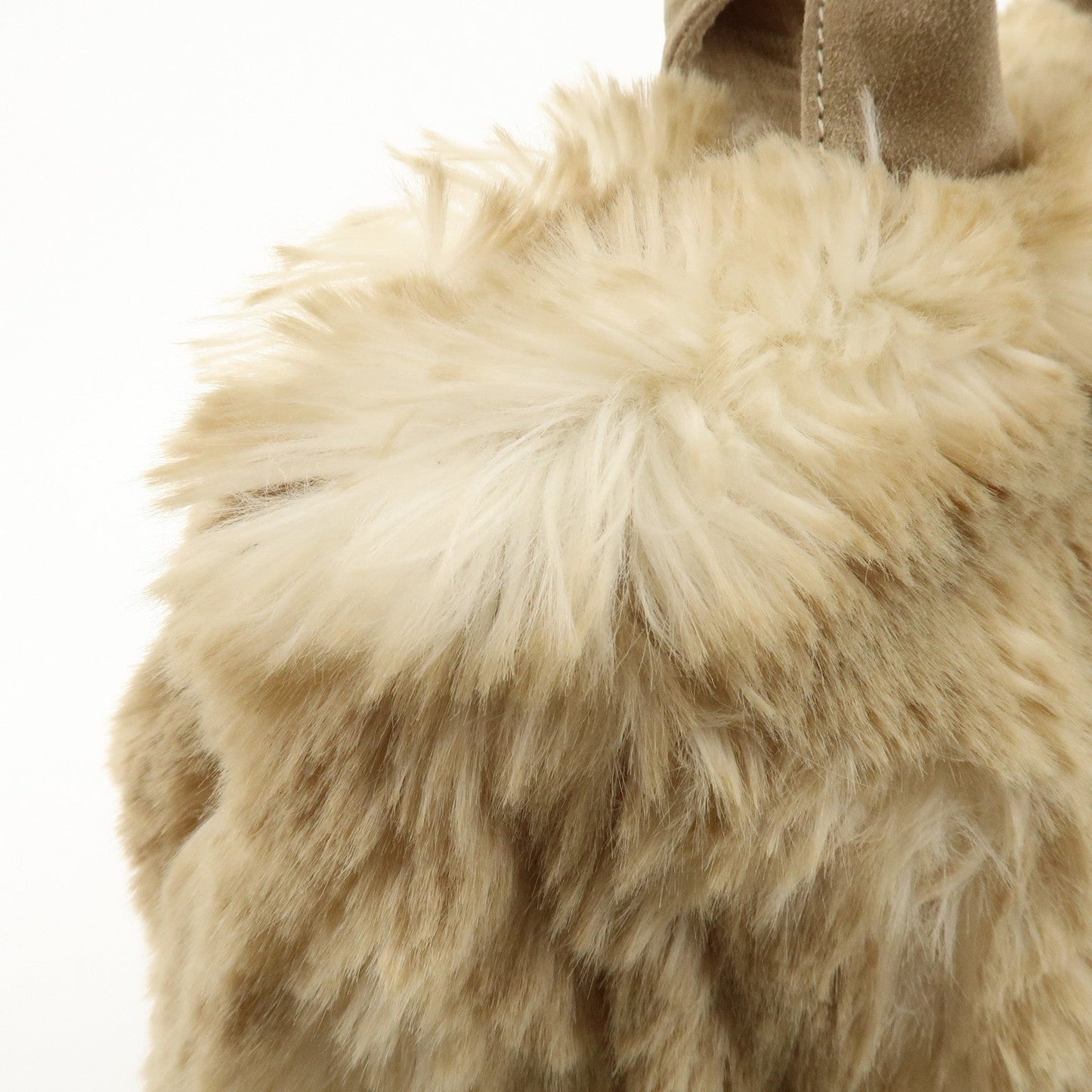 PRADA Eco Lapin Fur Suede Canapa Large Tote Bag Beige BN1918  d