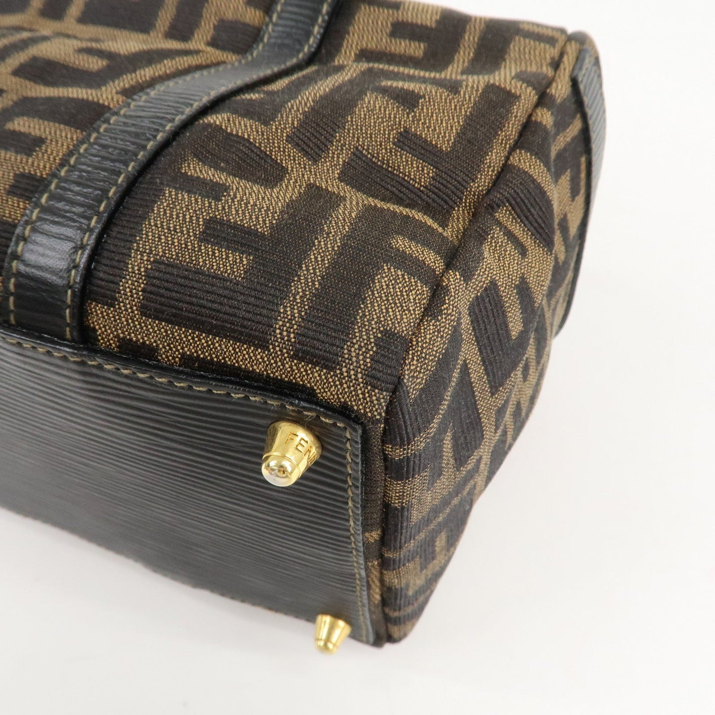 FENDI Zucca Canvas Leather 2WAY Bag Brown Black 261470  d