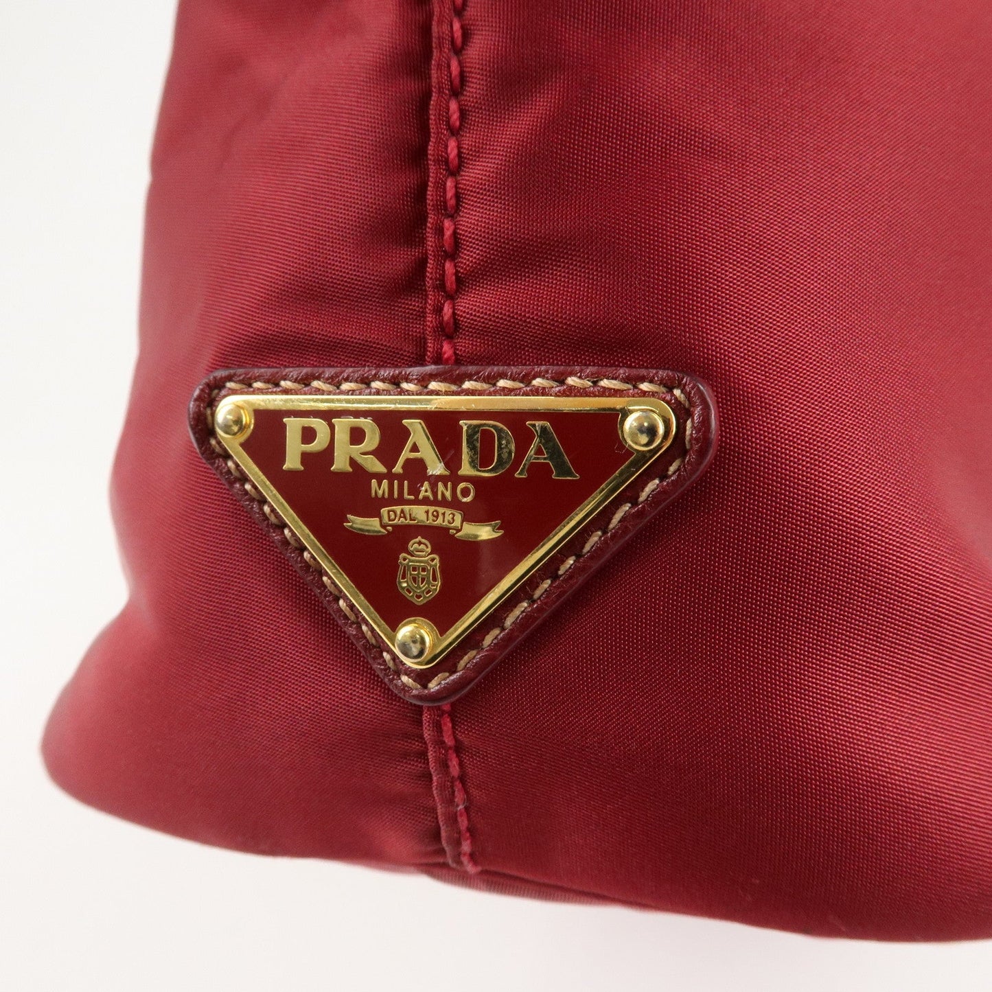 PRADA Logo Nylon Leather Tote Bag Shoulder Bag Dark Red BR4634  d