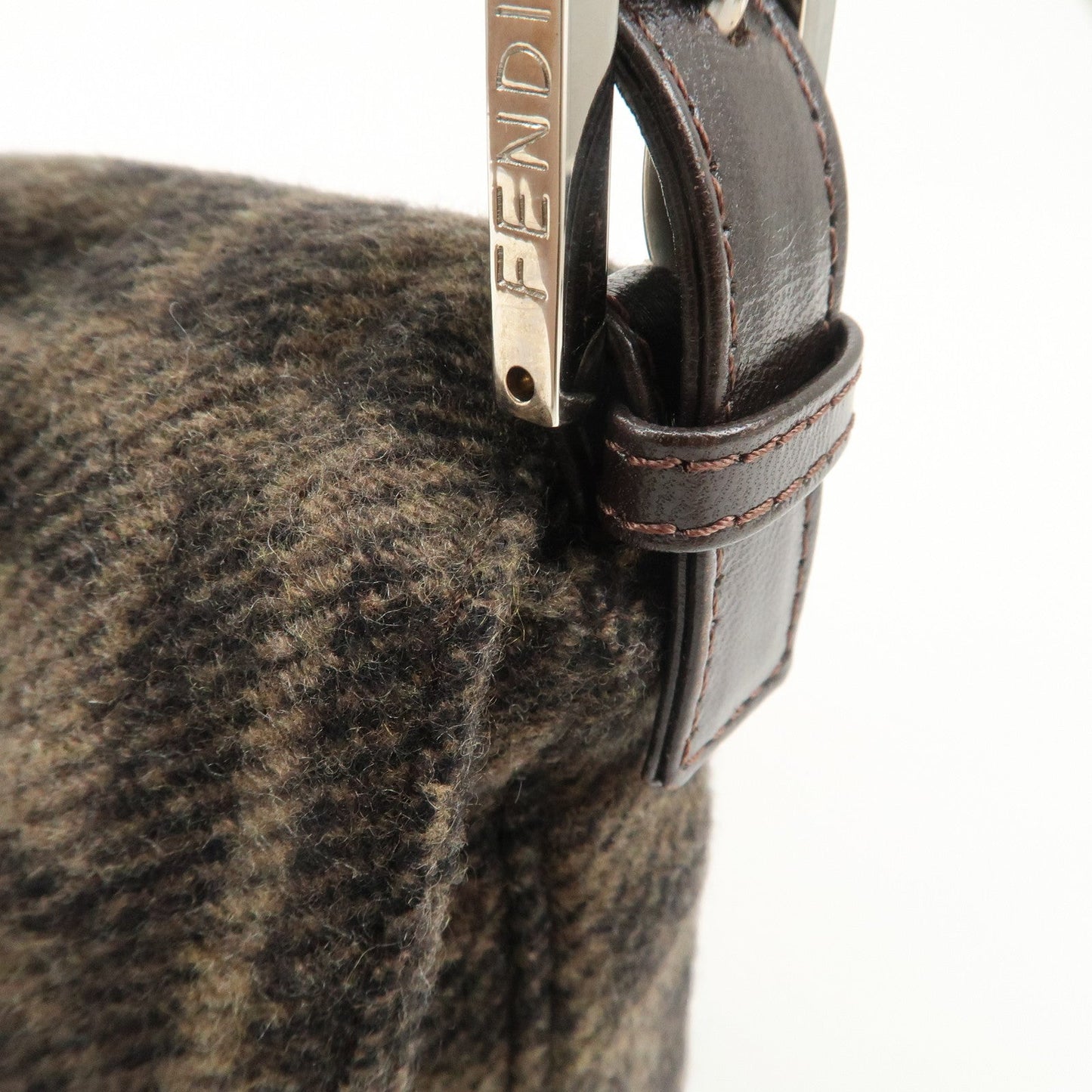 FENDI Mamma Buguette Zucca Wool Leather Shoulder Bag 26424  d