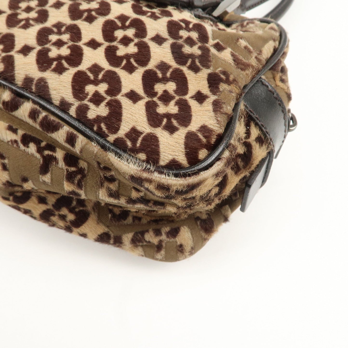 FENDI FF Unborn Calf Leather Mini Boston Bag Hand Bag 8BN004  d