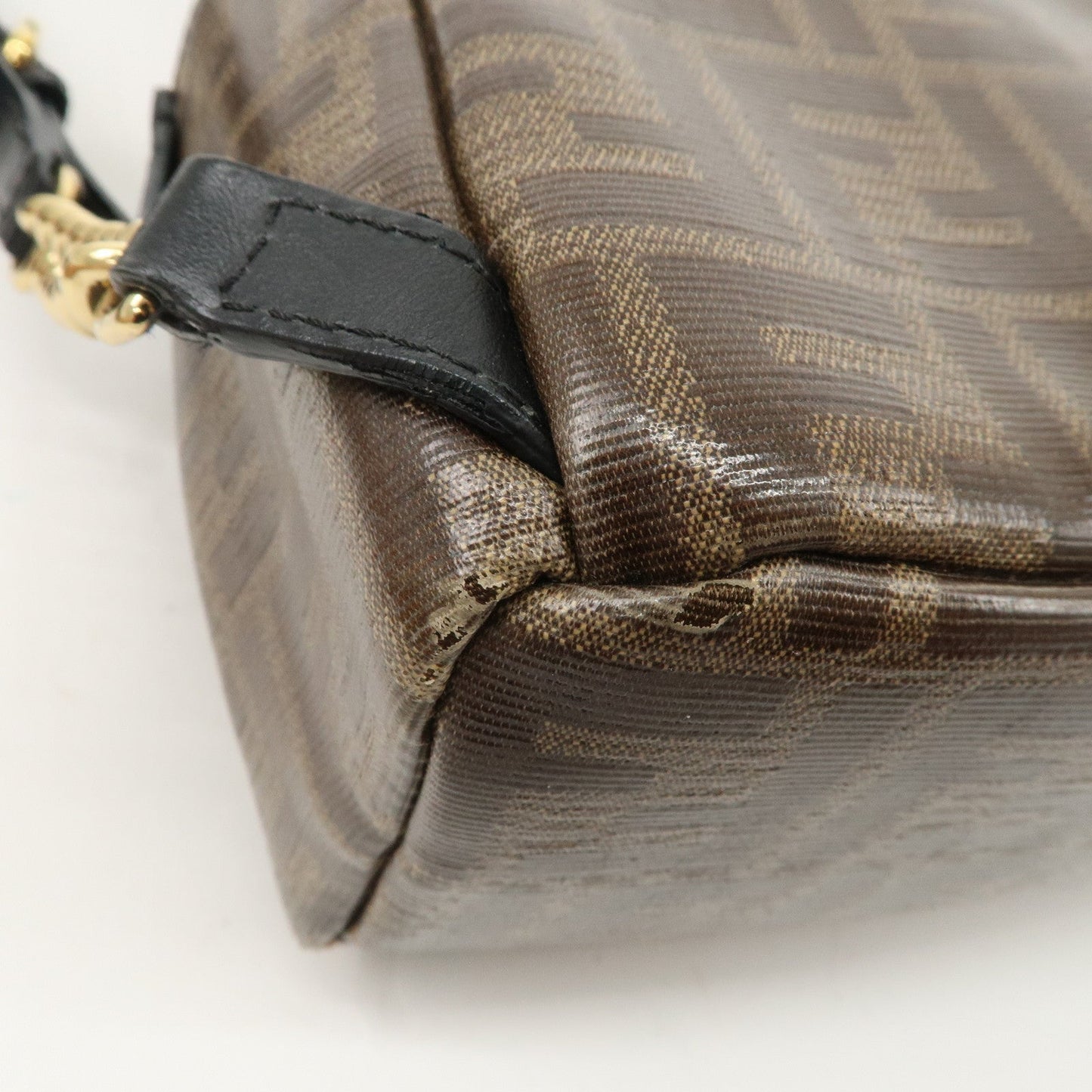 FENDI Zucca Print PVC Leather Chain Backpack Brown 8BZ038  d