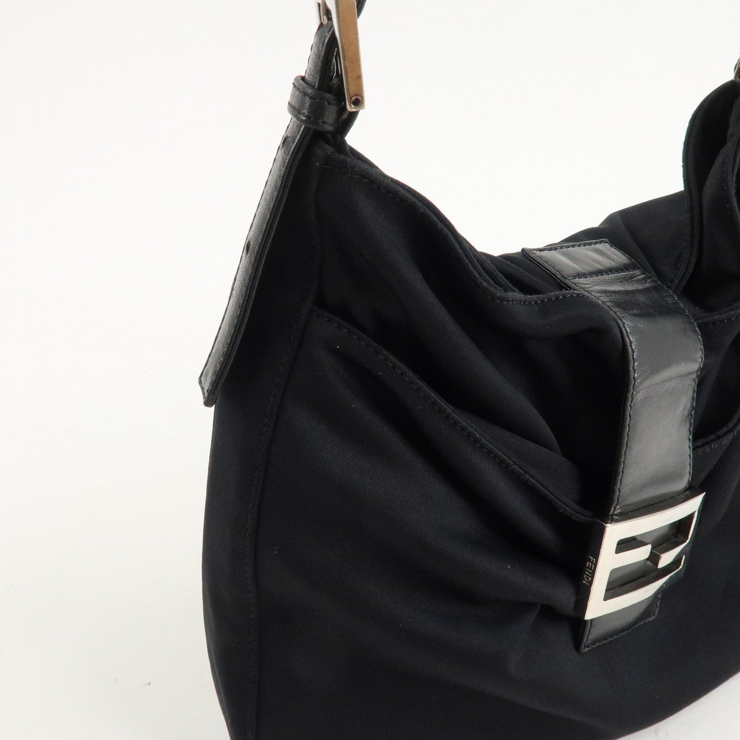FENDI Polyester Leather Shoulder Bag Black 26727  d