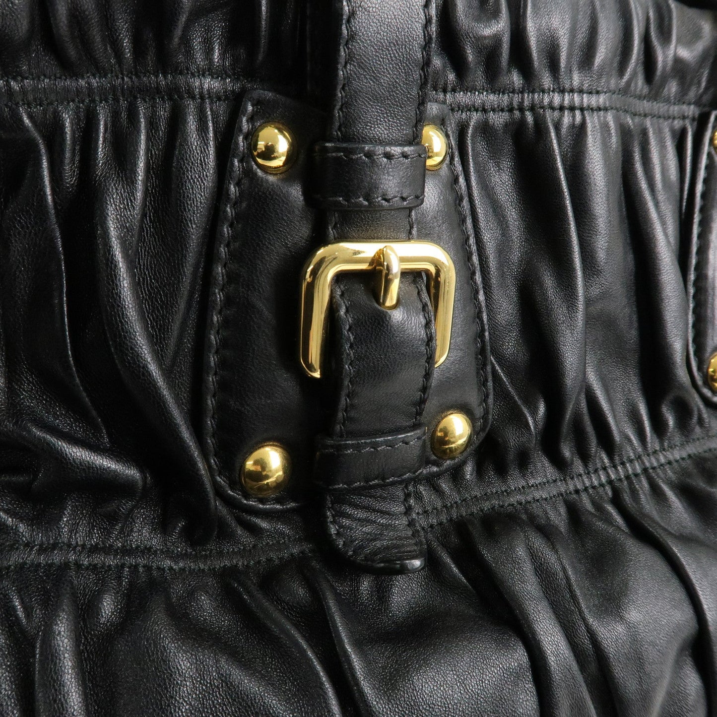 PRADA Leather 2way Bag Hand bag Black Gold Hardware  d