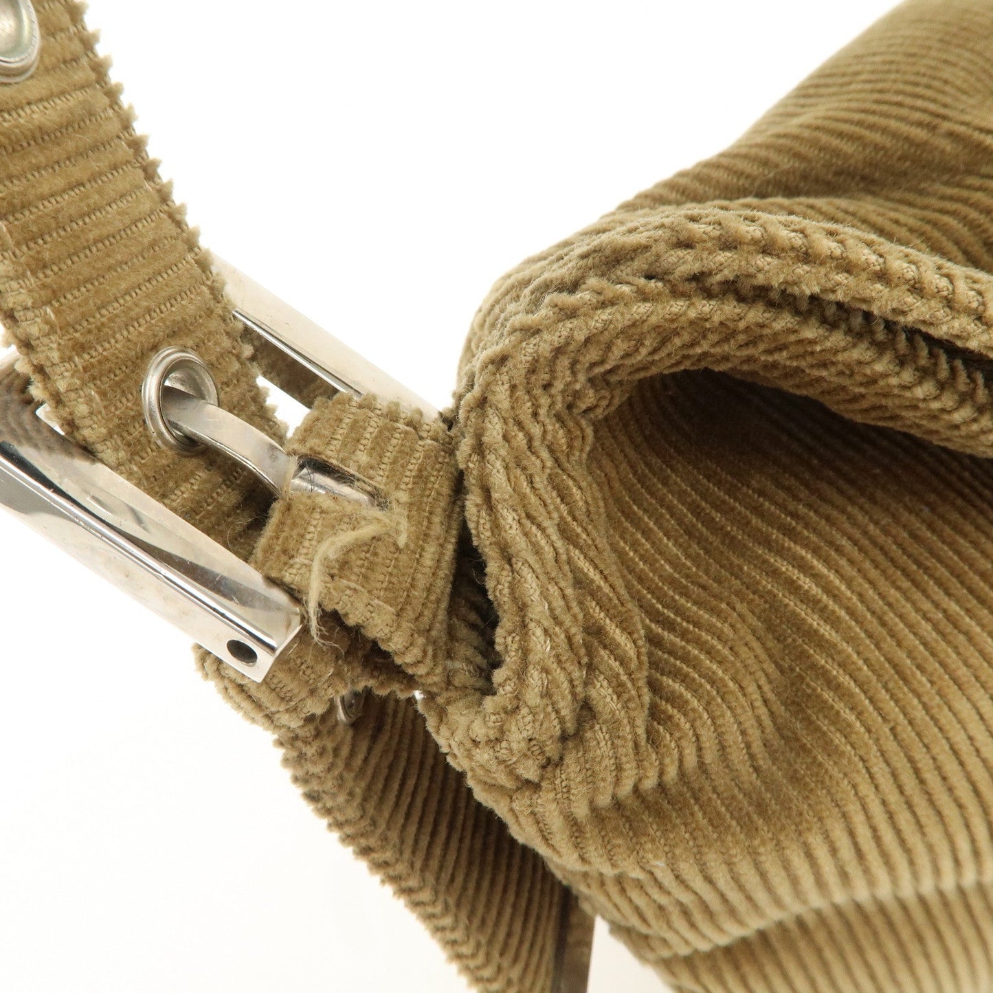 FENDI Mamma Baguette Corduroy Shoulder Bag Khaki 26725  d