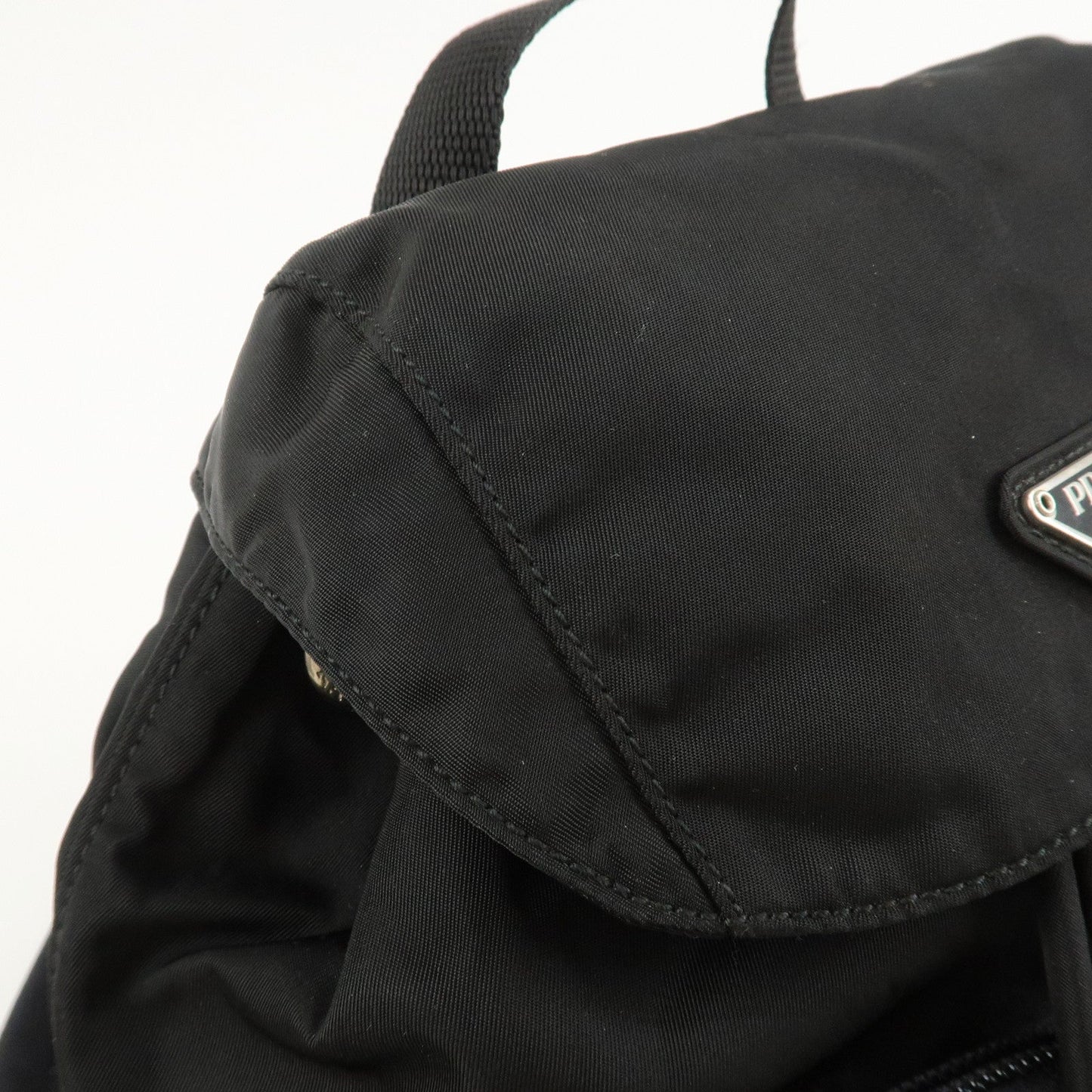 PRADA Triangle Logo Nylon Leather Back Pack Black B5885  d