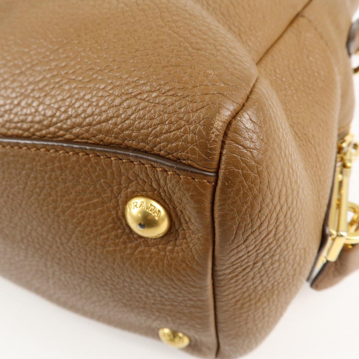 PRADA Leather 2Way Bag Hand Bag Shoulder Bag Brown 1BB091  d