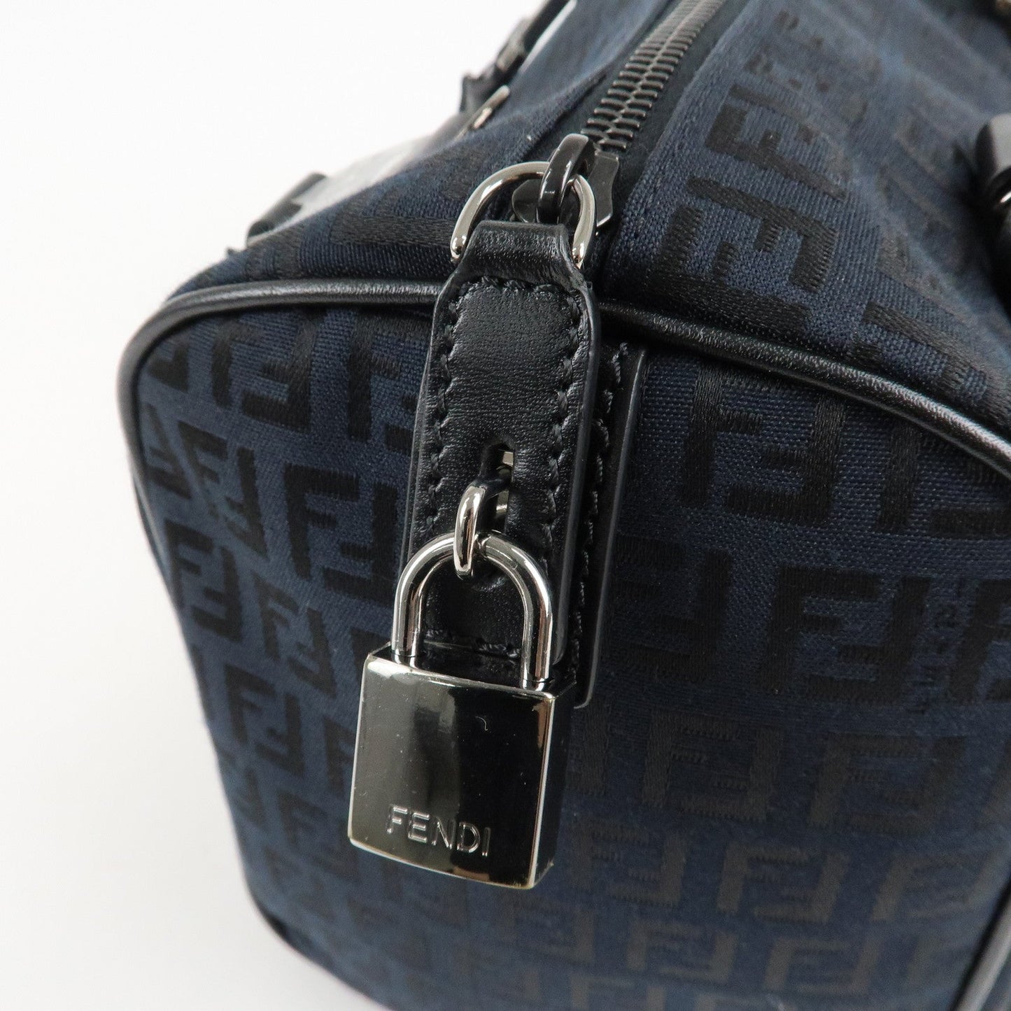 FENDI Zucca PVC Enamel Mini Boston Bag Black 8BL068  d