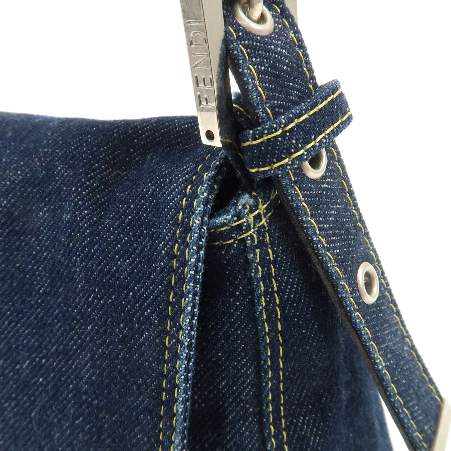 FENDI Denim Leather Mamma Baguette Shoulder Bag 26325  d