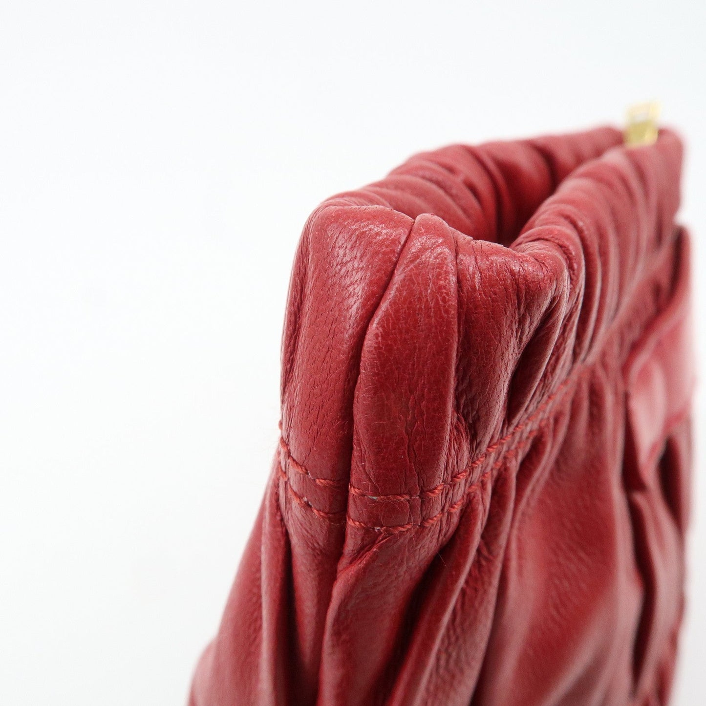 PRADA Leather Clutch Bag Red  d