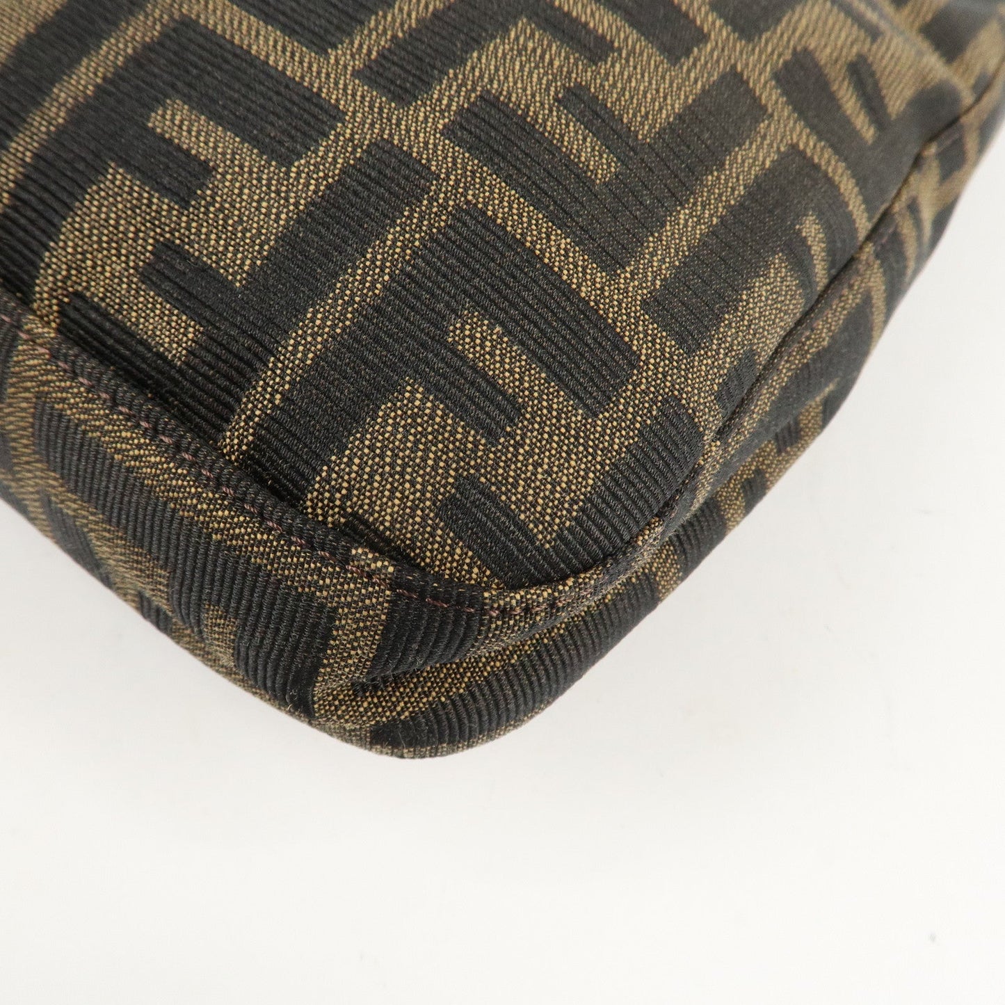 FENDI Zucca Canvas Leather Shoulder Bag Brown Black 26569  d