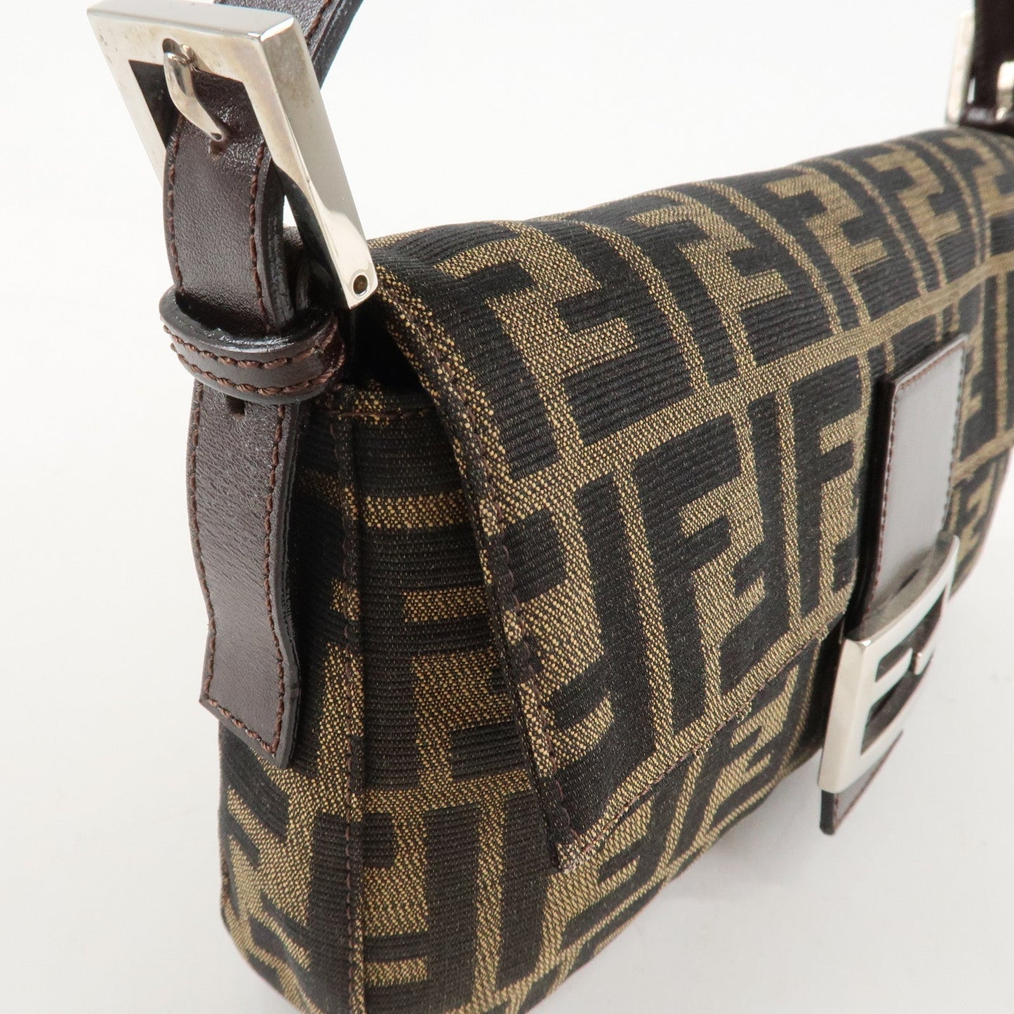 FENDI Mamma Baguette Zucca Canvas Shoulder Bag Brown 26424  d