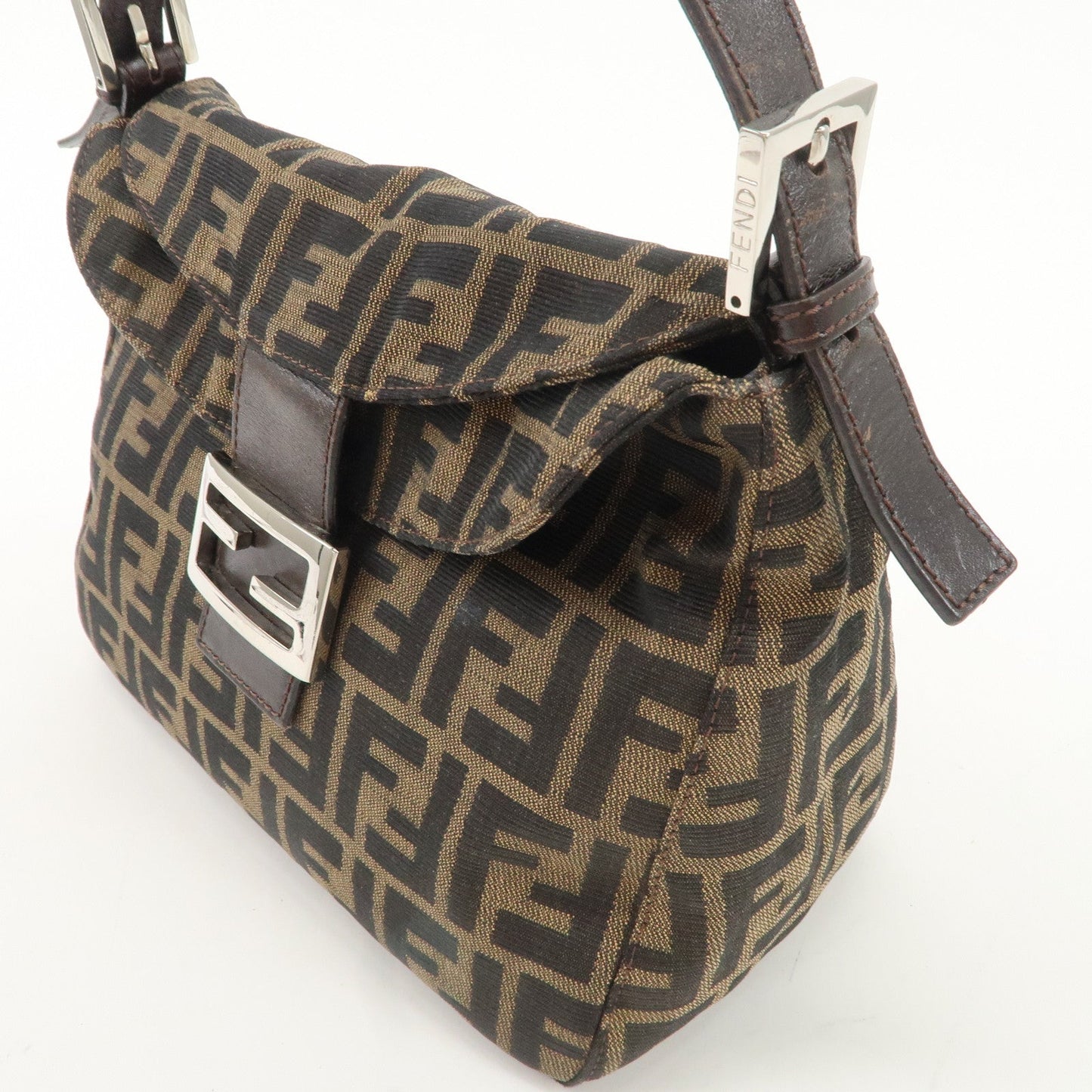 FENDI Zucca Canvas Leather Shoulder Bag Hand Bag 26423 d F/S  d