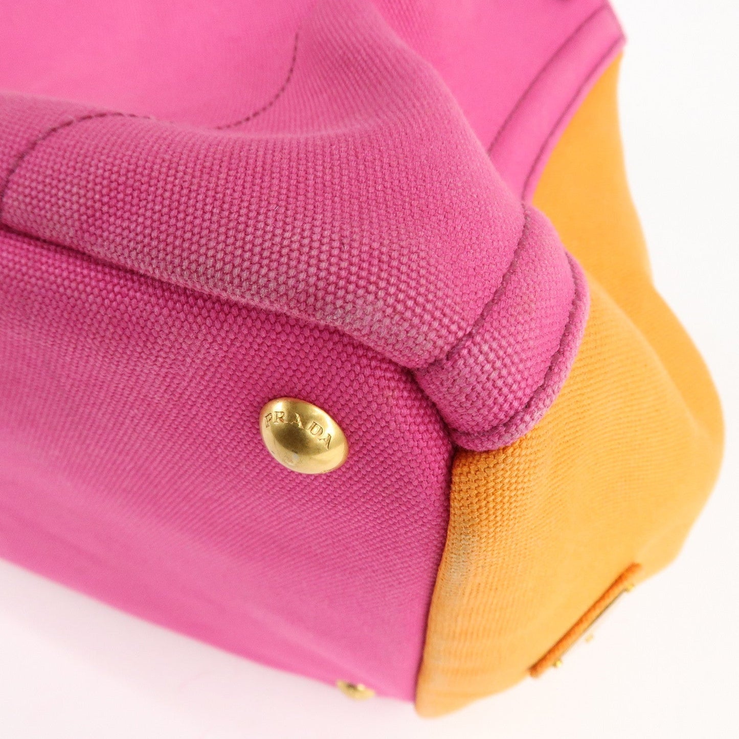 PRADA Canapa Canvas Tote Bag Limited Edition Pink Orange B1877I  d