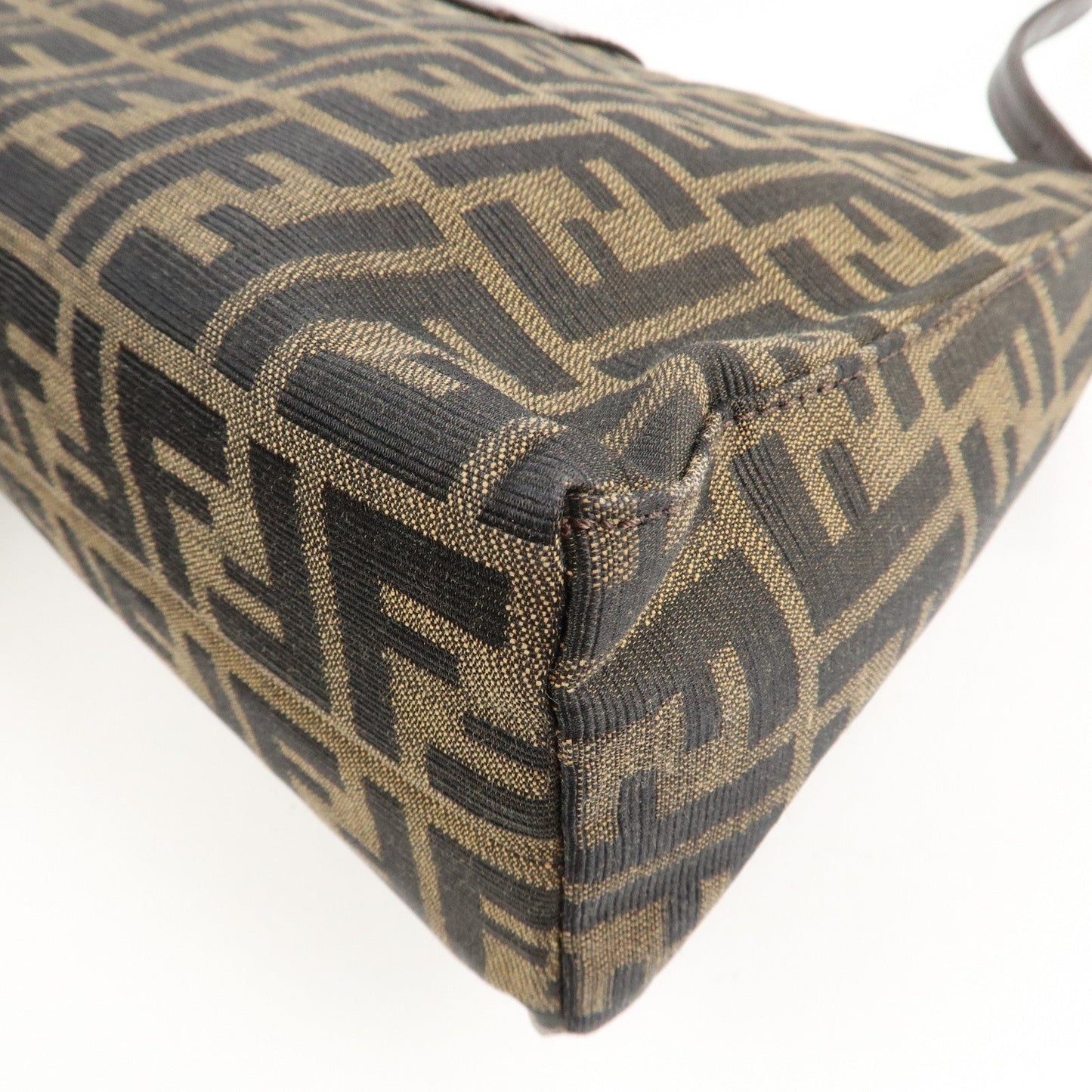 FENDI Zucca Canvas Leather Shoulder Bag Brown Black 9161150001  d