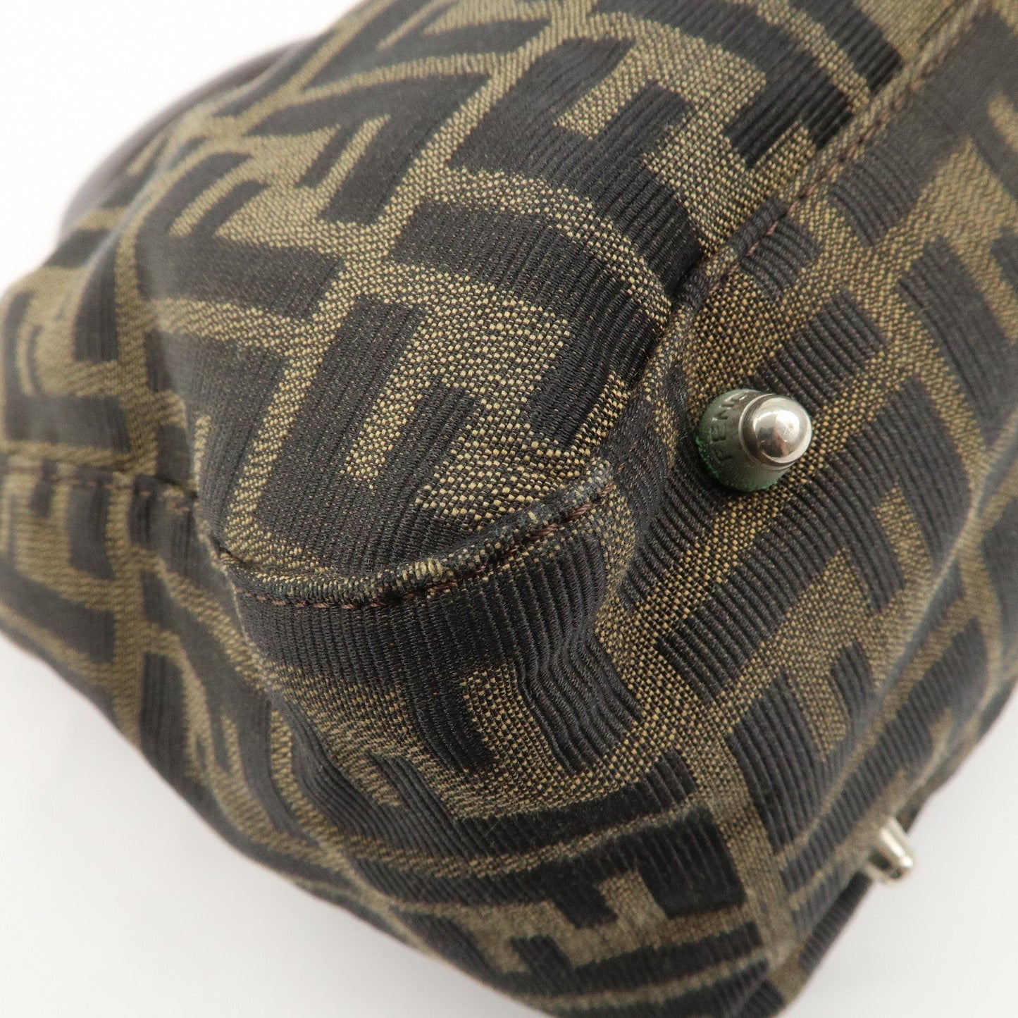FENDI Zucca Canvas Leather Tote Bag Brown Black 26329  d