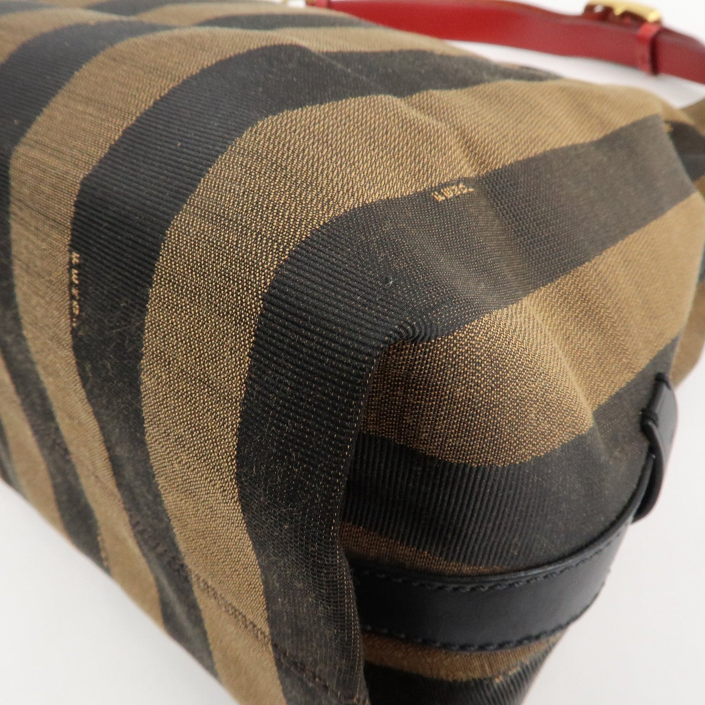 FENDI Pequin Canvas Leather Shoulder Bag Beige Black Brown 8BR653  d