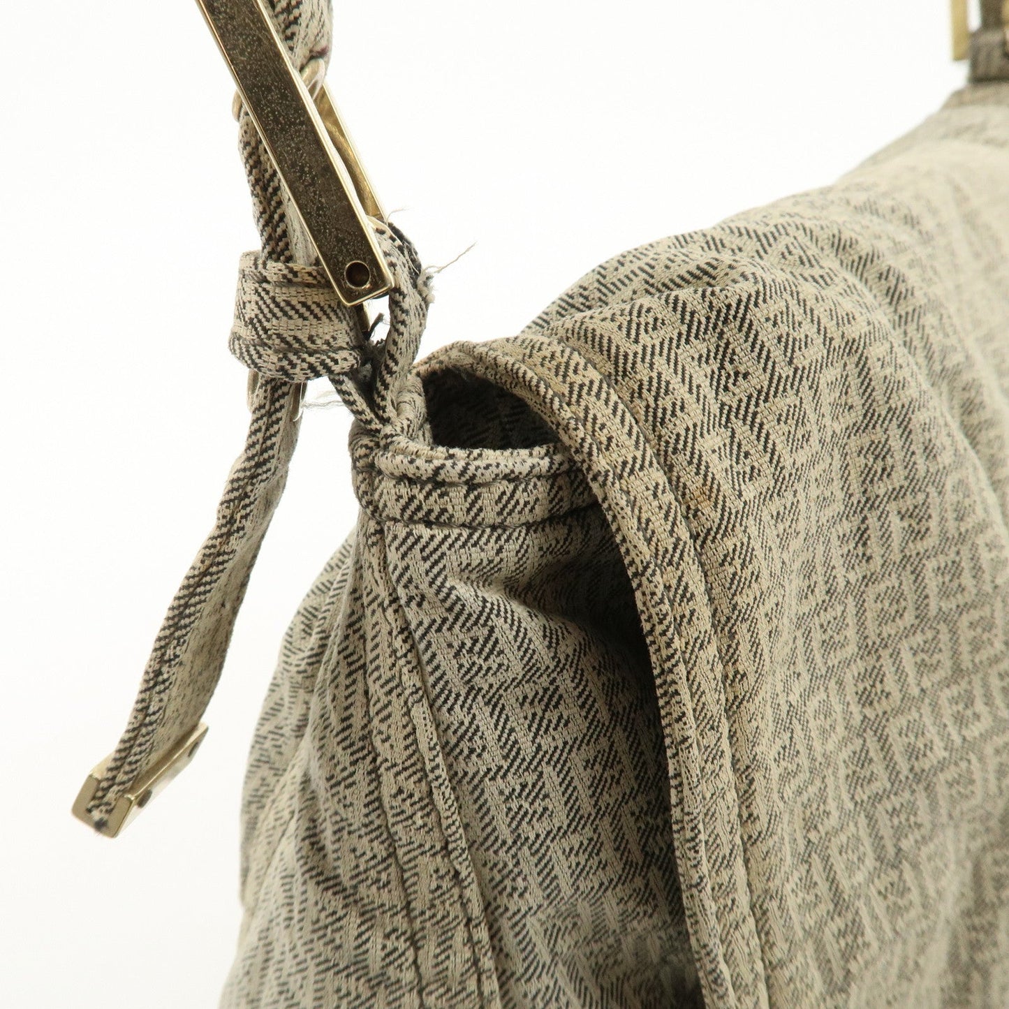 FENDI Mamma Baguette Micro FF Canvas Shoulder Bag Gray 8BR001  d