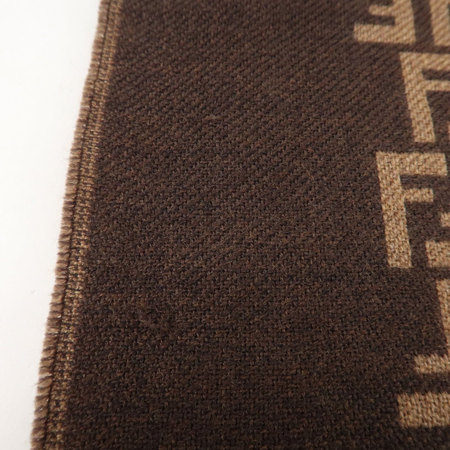 FENDI Zucchino Wool 100% Scarf Brown Black  d