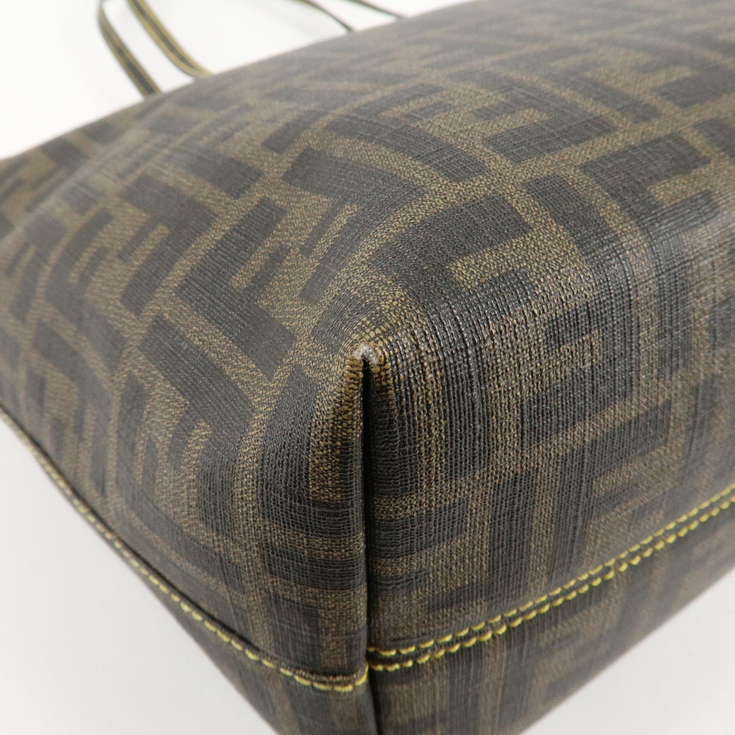 FENDI Zucca Logo Print PVC Tote Bag Brown Black 8BH198  d