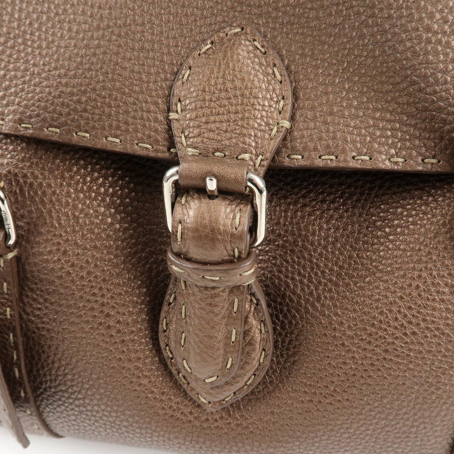 FENDI Selleria Leather Linda Hand Bag Brown 8BR547  d