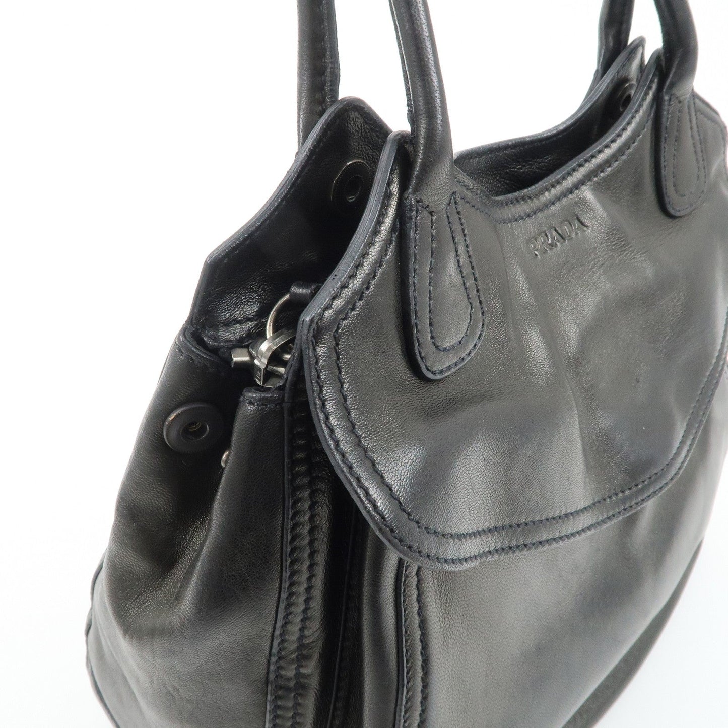 PRADA Leather Tote Bag Black  d