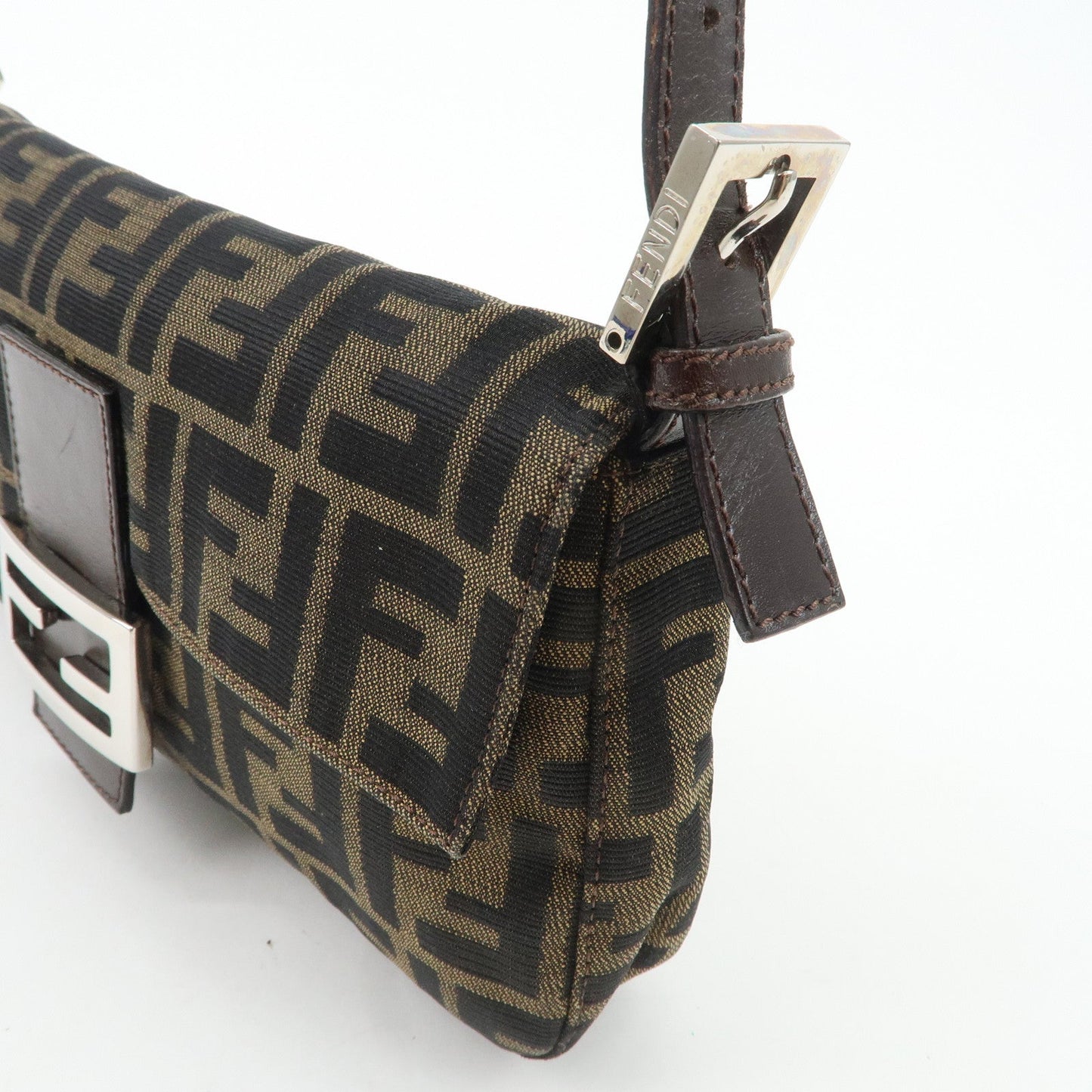 FENDI Mamma Baguette Zucca Canvas Leather Shoulder Bag 26424  d