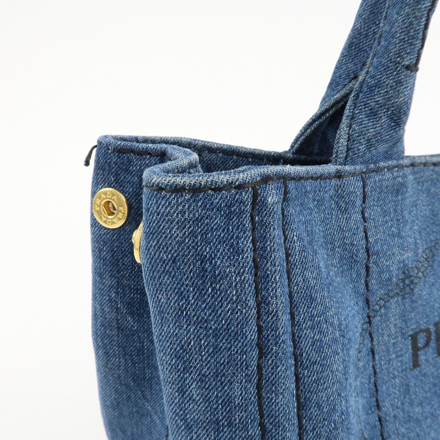 PRADA Canapa Mini Denim Leather 2Way Bag Tote Bag Blue 1BG439  d