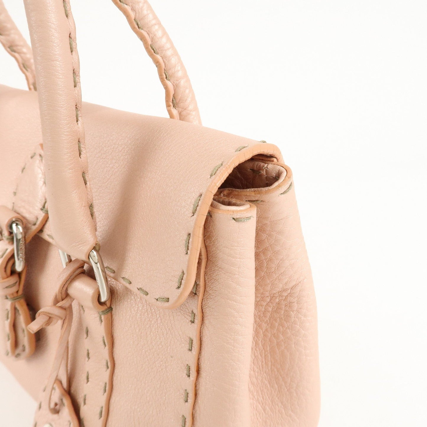 FENDI Selleria Leather Mini Linda Hand Bag Pink 8BR486  d