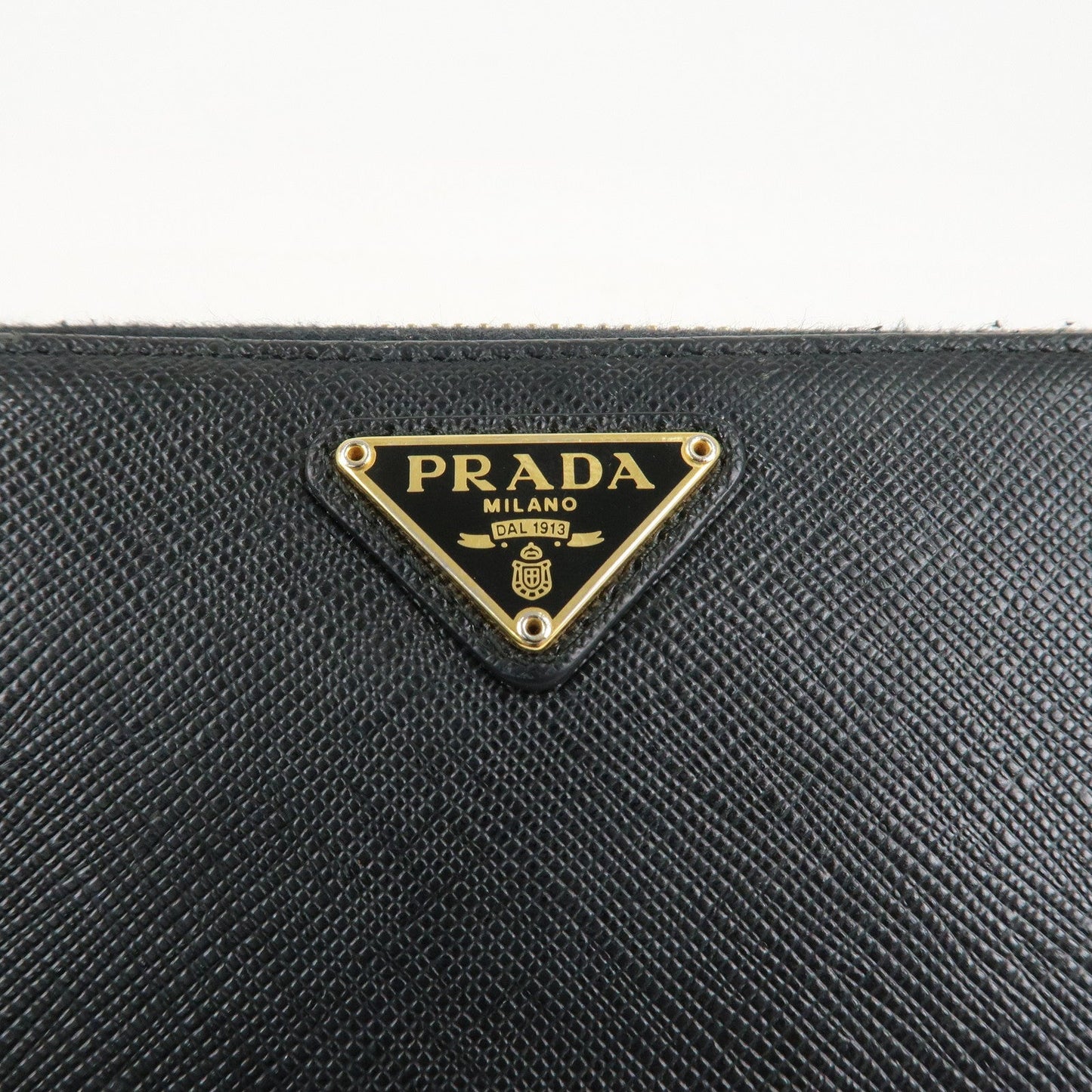 PRADA Saffiano Leather Round Zipper Long Wallet Black 1M0506  d
