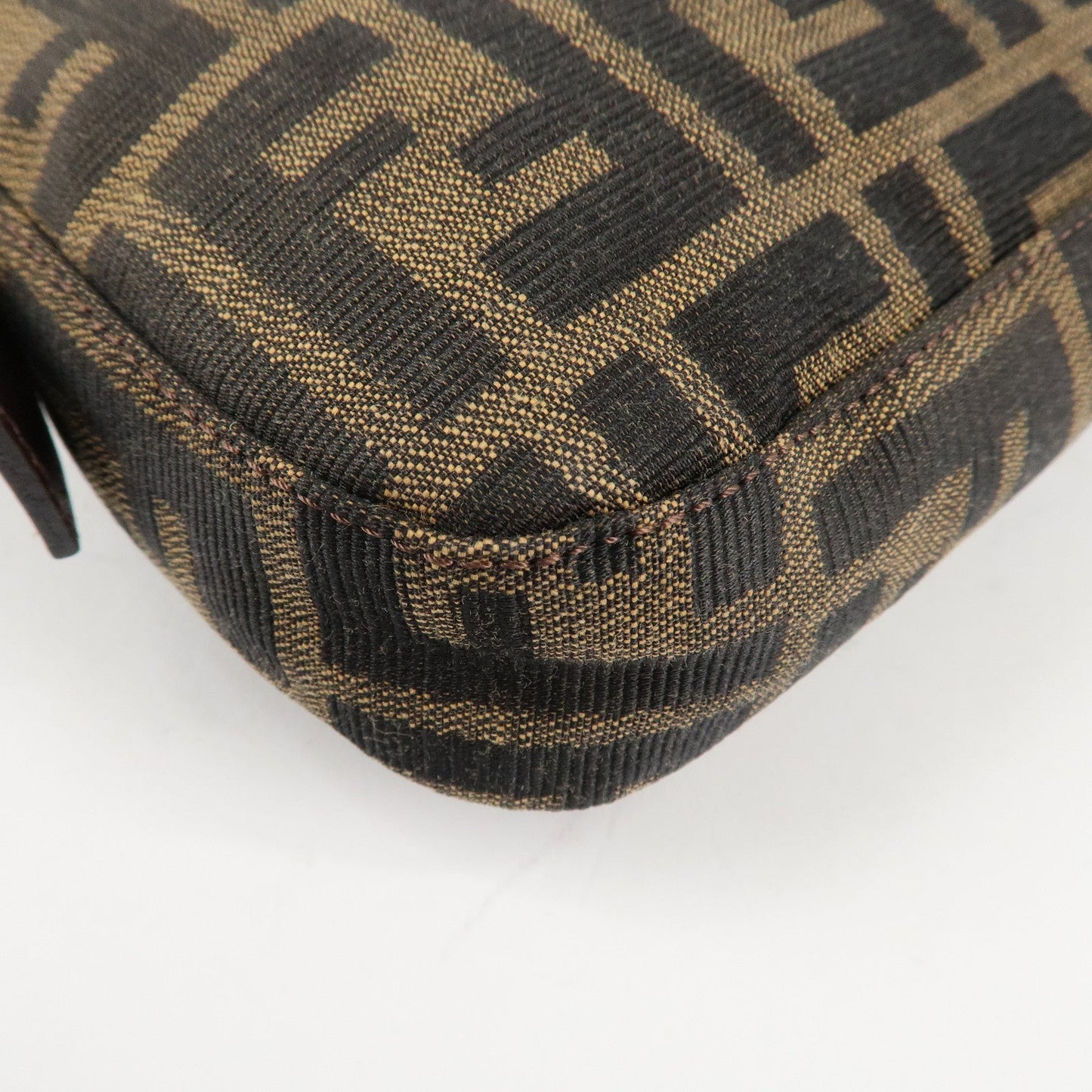 FENDI Mamma Baguette Zucca Canvas Shoulder Bag Brown Black 26424  d