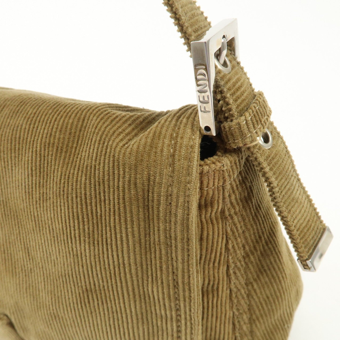 FENDI Mamma Baguette Corduroy Shoulder Bag Khaki 26325  d