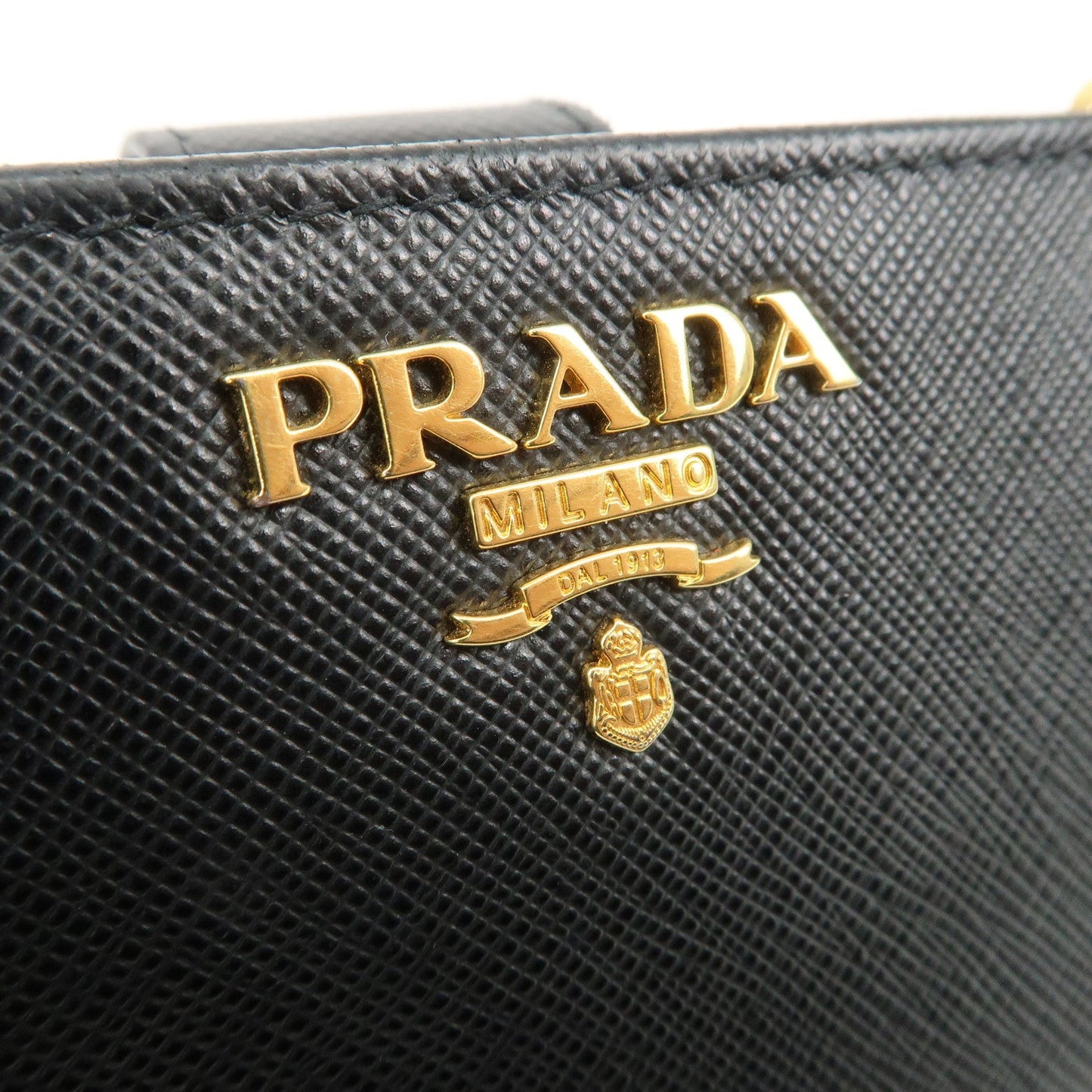 PRADA Saffiano Leather Bi-Fold Wallet Purse Black 1ML225  d