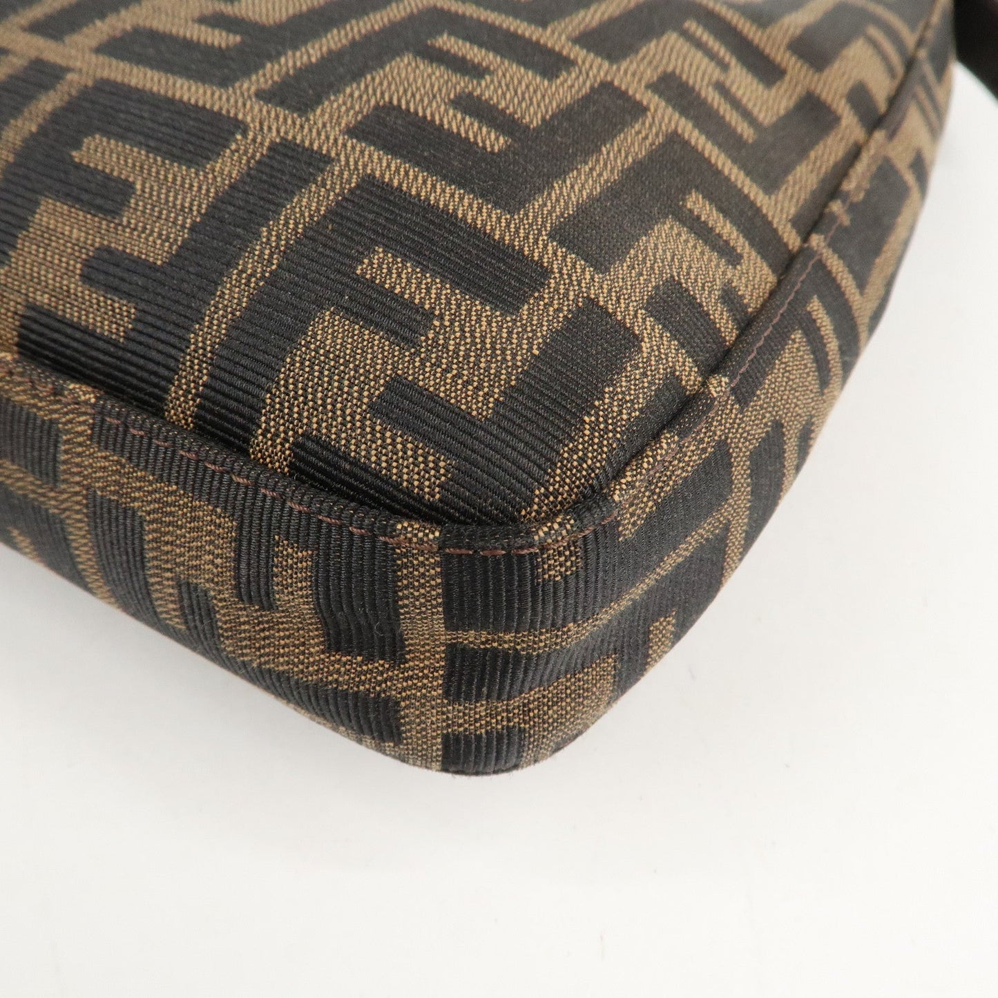 FENDI Zucca Canvas Leather Shoulder Bag Brown 26569  d