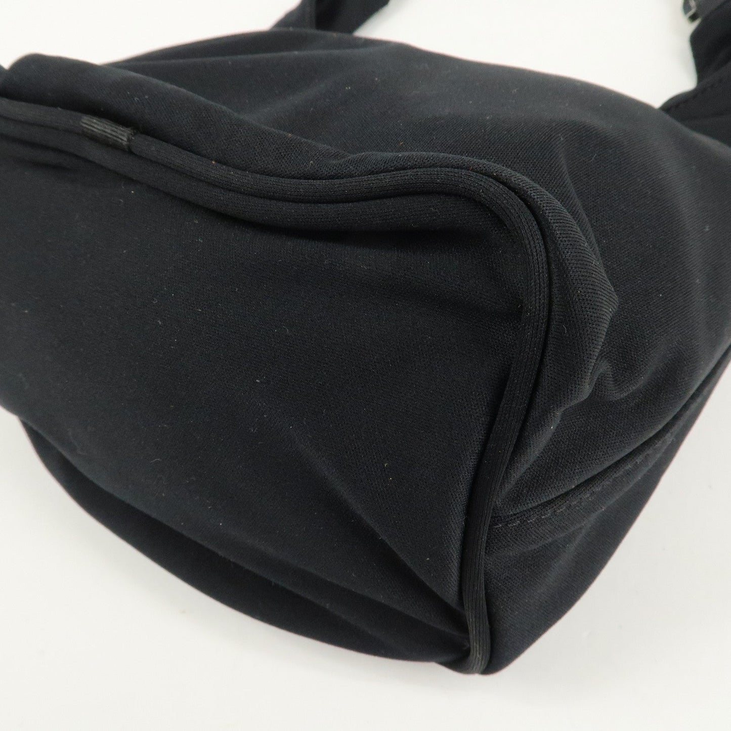 FENDI Cotton Leather Shoulder Bag Black 26686  d