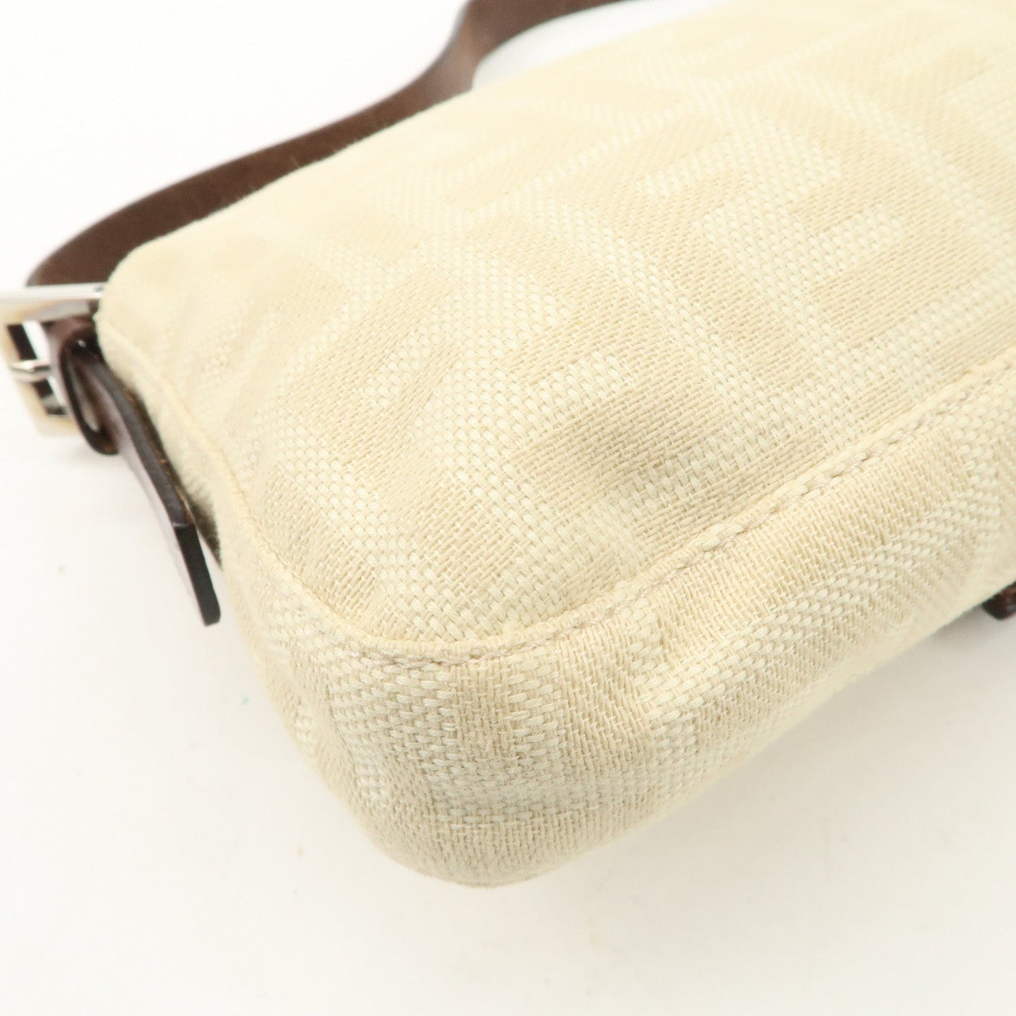 FENDI Zucca Mamma Baguette Canvas Shoulder Bag Beige White 26424  d