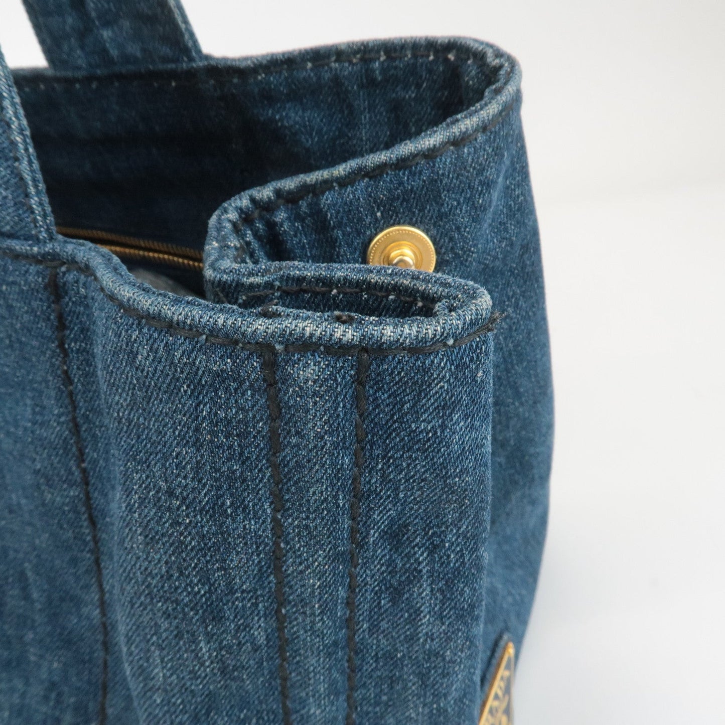 PRADA Canapa Large Canvas Tote Bag Hand Bag Denim Blue B1872B  d