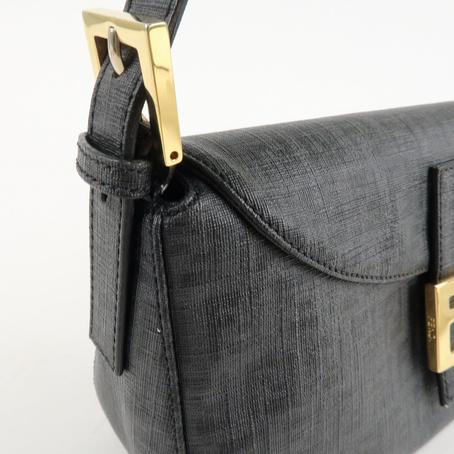 FENDI Zucchino PVC Leather Chain Shoulder Bag Gray Black 8BR003  d