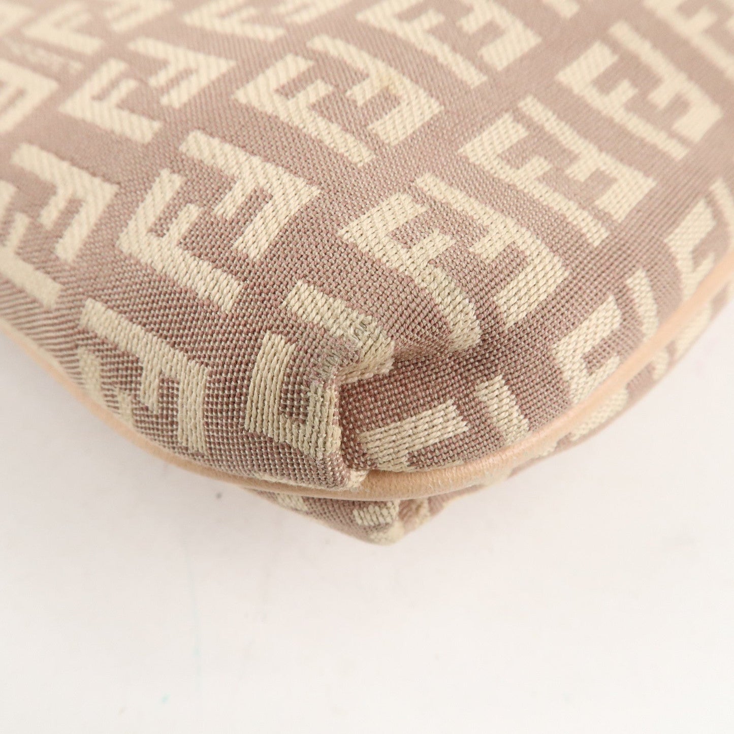 FENDI Zucchino Canvas Leather Shoulder Bag Pink Beige 8BT075  d