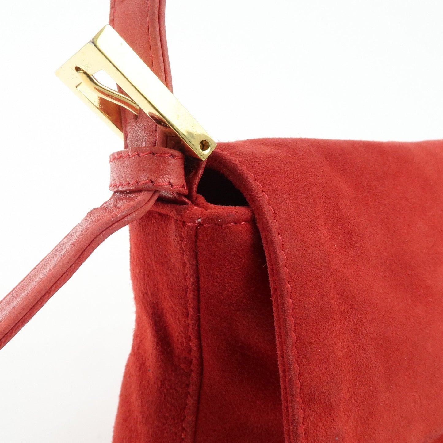FENDI Mamma Baguette Suede Leather Shoulder Bag Red 26424  d