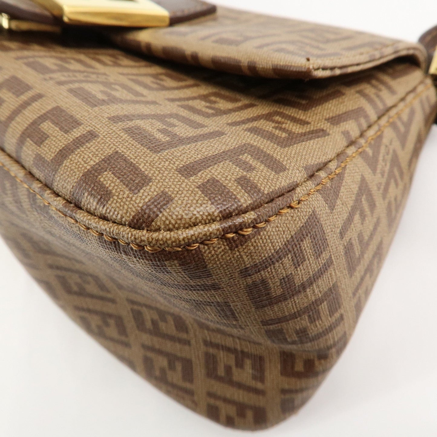 FENDI Zucchino Mini Mamma Baguette PVC Leather Hand Bag 8BR180  d