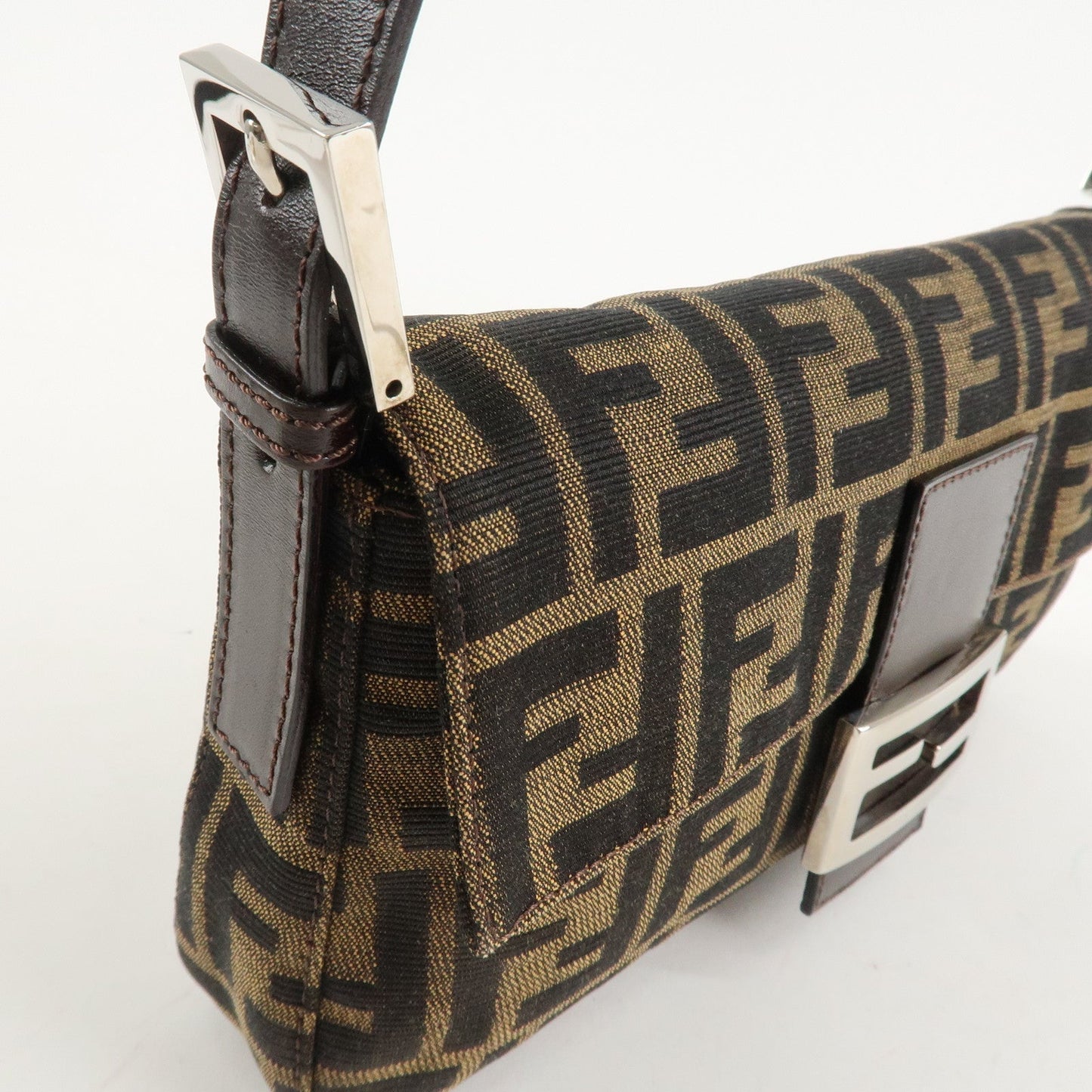 FENDI Mamma Baguette Zucca Canvas Leathr Shoulder Bag 214526424099  d